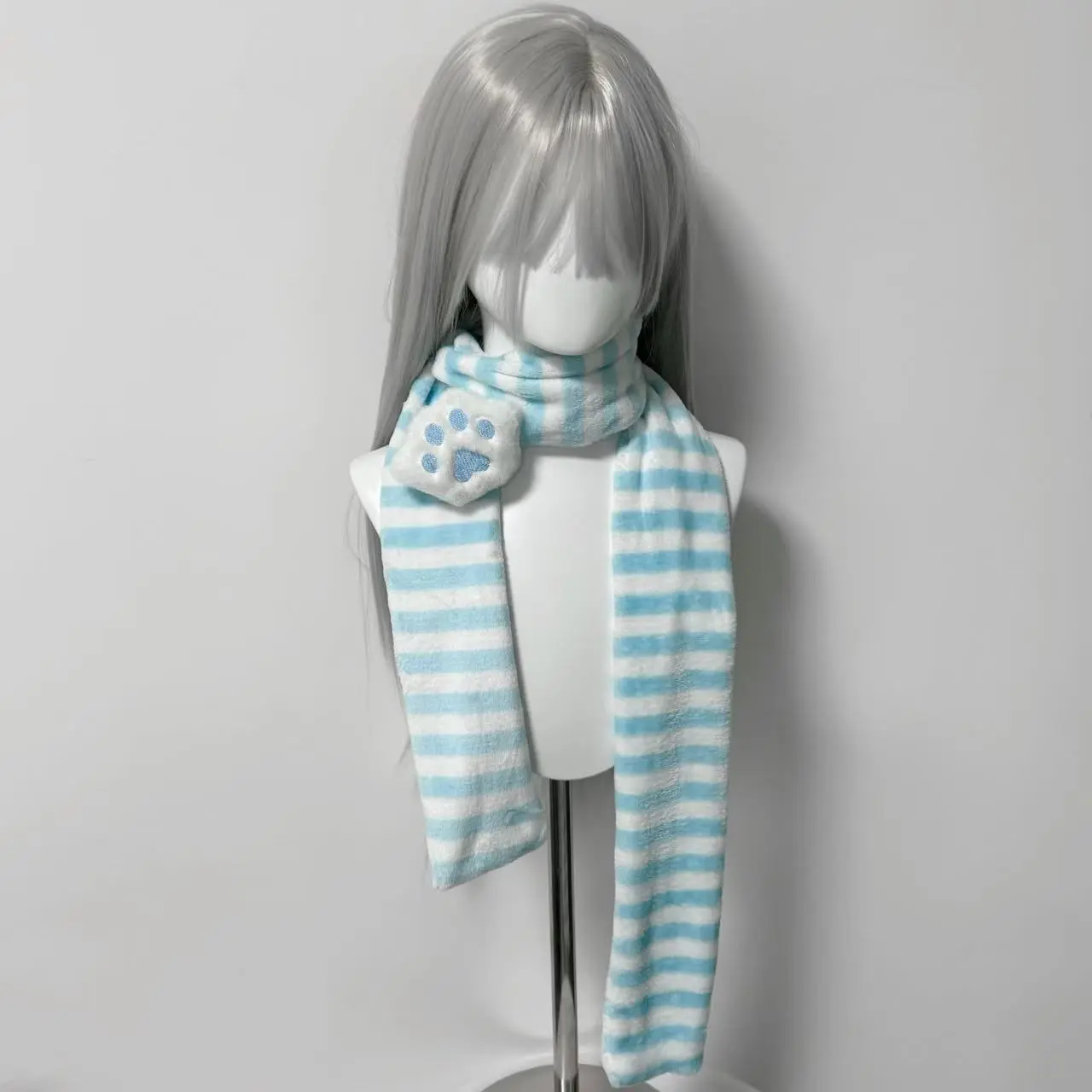 Original Homemade Mass-produced Water-color Pink Cute Cat Paw Japanese Striped Two-dimensional Scarf Women Luxury