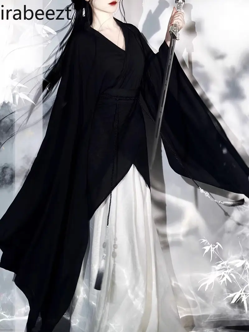 Wei Jin Southern and Northern Dynasties Hanfu Women Thin Big Sleeve Collar Sexy Full Set Chinese Traditional Dress for Girls