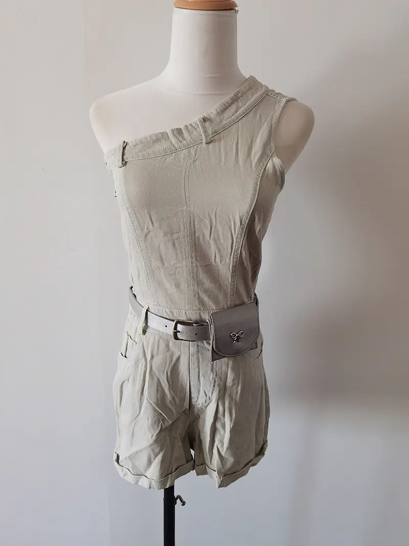 One Shoulder Denim Jumpsuit Women Playsuits Sleeveless Off Shoulder Rompers Hot Girl Outfits for Summer 2025