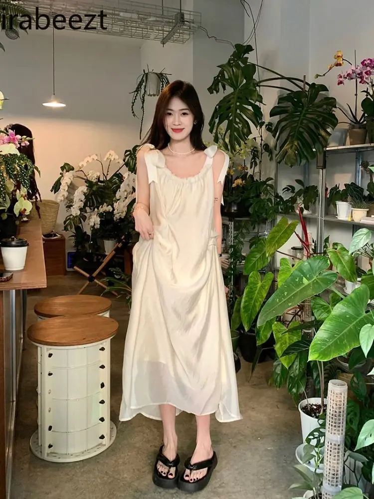 Fashion Gentle Halter Robe Women's Spring/summer 2024 New Temperament Loose Holiday Dress LOOSE FIT Summer Dress Women