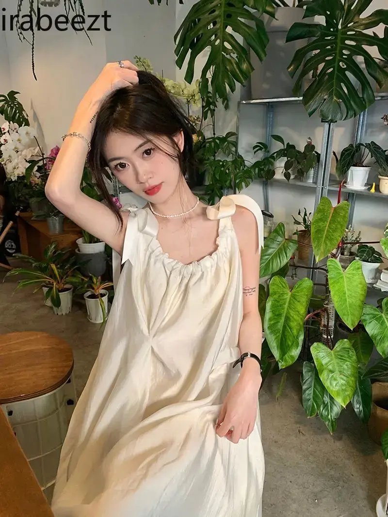 Fashion Gentle Halter Robe Women's Spring/summer 2024 New Temperament Loose Holiday Dress LOOSE FIT Summer Dress Women
