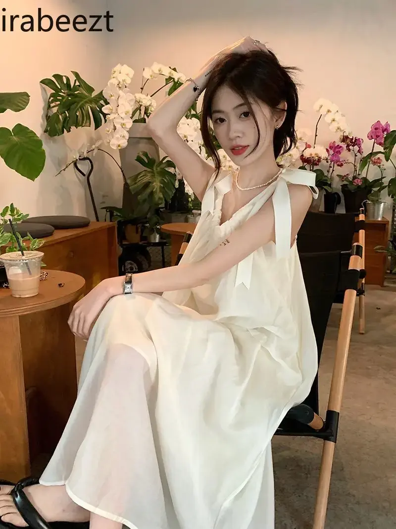 Fashion Gentle Halter Robe Women's Spring/summer 2024 New Temperament Loose Holiday Dress LOOSE FIT Summer Dress Women