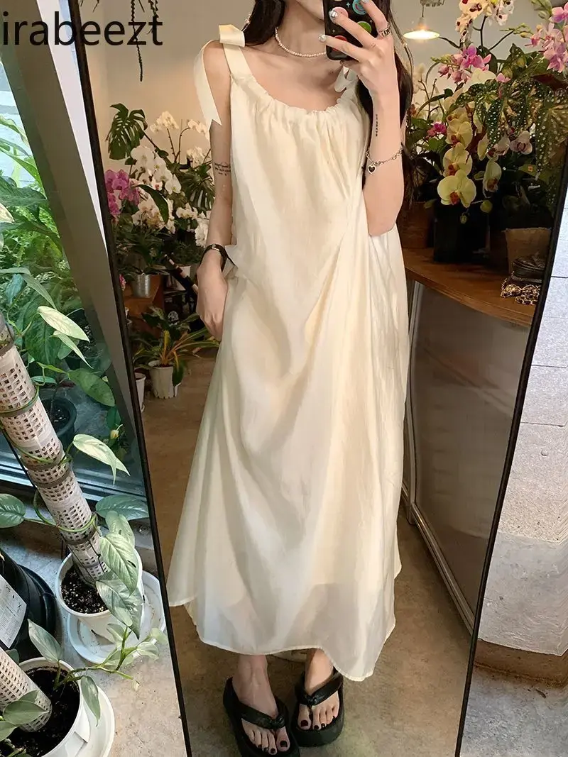 Fashion Gentle Halter Robe Women's Spring/summer 2024 New Temperament Loose Holiday Dress LOOSE FIT Summer Dress Women