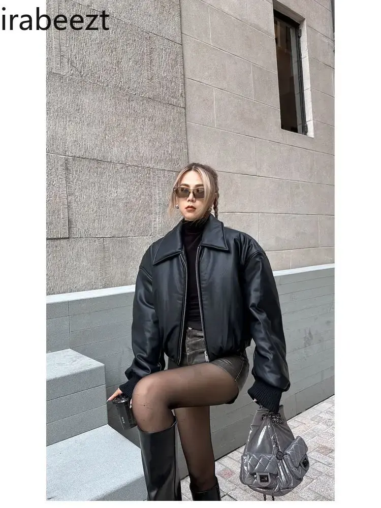 American Retro Pu Coat Women 2024 New Autumn and Winter Thick Loose Short Warm Chaquetas Para Mujer Puffer Jacket