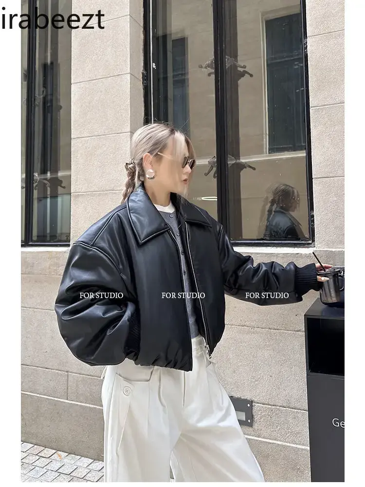 American Retro Pu Coat Women 2024 New Autumn and Winter Thick Loose Short Warm Chaquetas Para Mujer Puffer Jacket