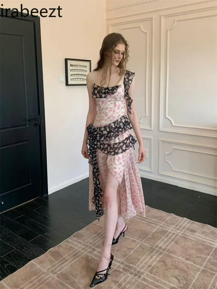 French Design Sense Floral Color Robe Women's Spring New Advanced Sense of Sweet Waist Slimming Age Reduction Vintage Dress