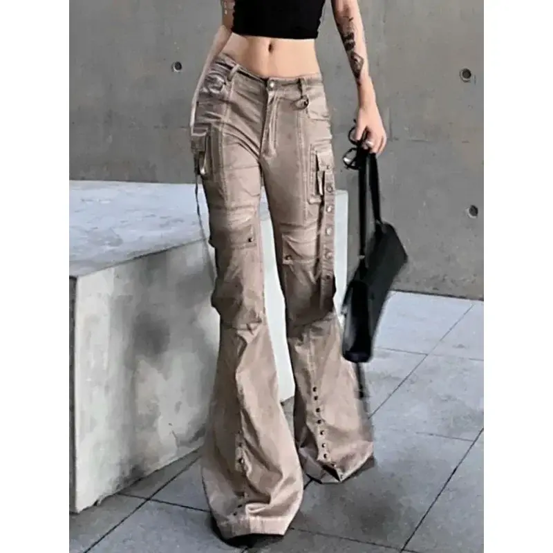 Women's Jeans Wash Micro Horn Stereoscopic Pocket Jeans Autumn New Design Sense Trend Elegant Floor Dragging Pants Lady Clothing