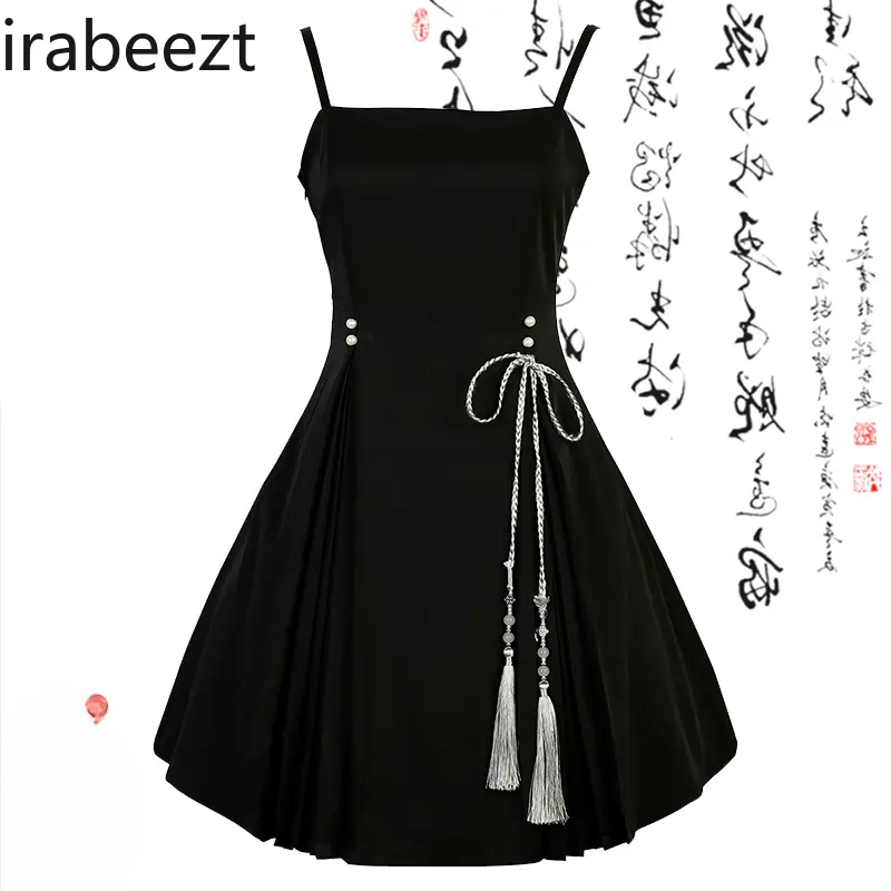 2025 New Chinese Style Summer Two-Piece Set - Youthful Slimming Blouse & Strapless Dress Outfit for Women