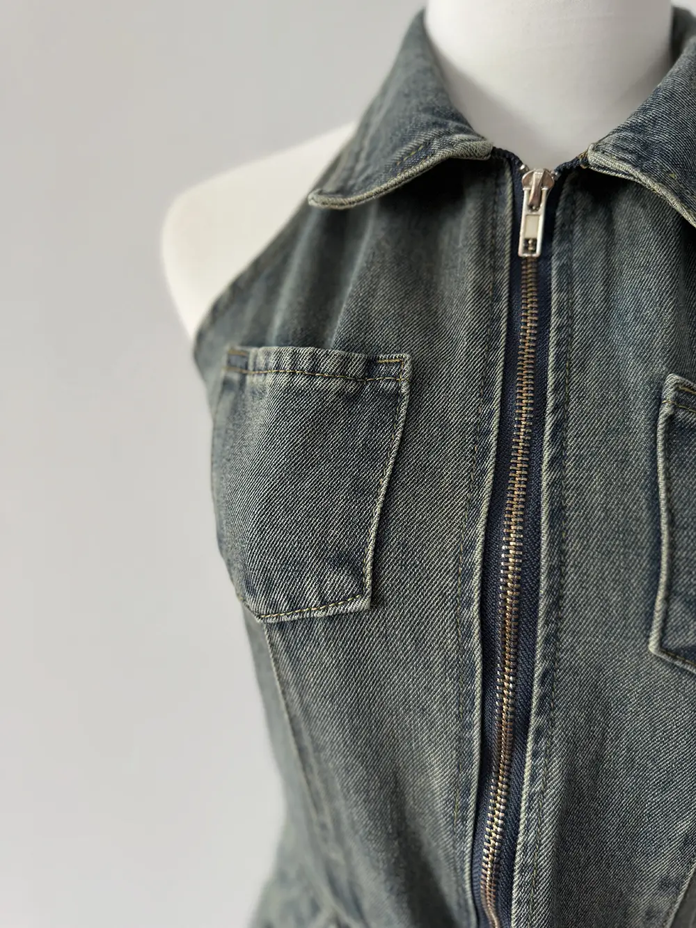 iRabeeZT Vintage Jeans Playsuits Women Rompers Sleeveless Jumpsuit With Halter Summer Sexy Backless Playsuit Rolled Edge Shorts