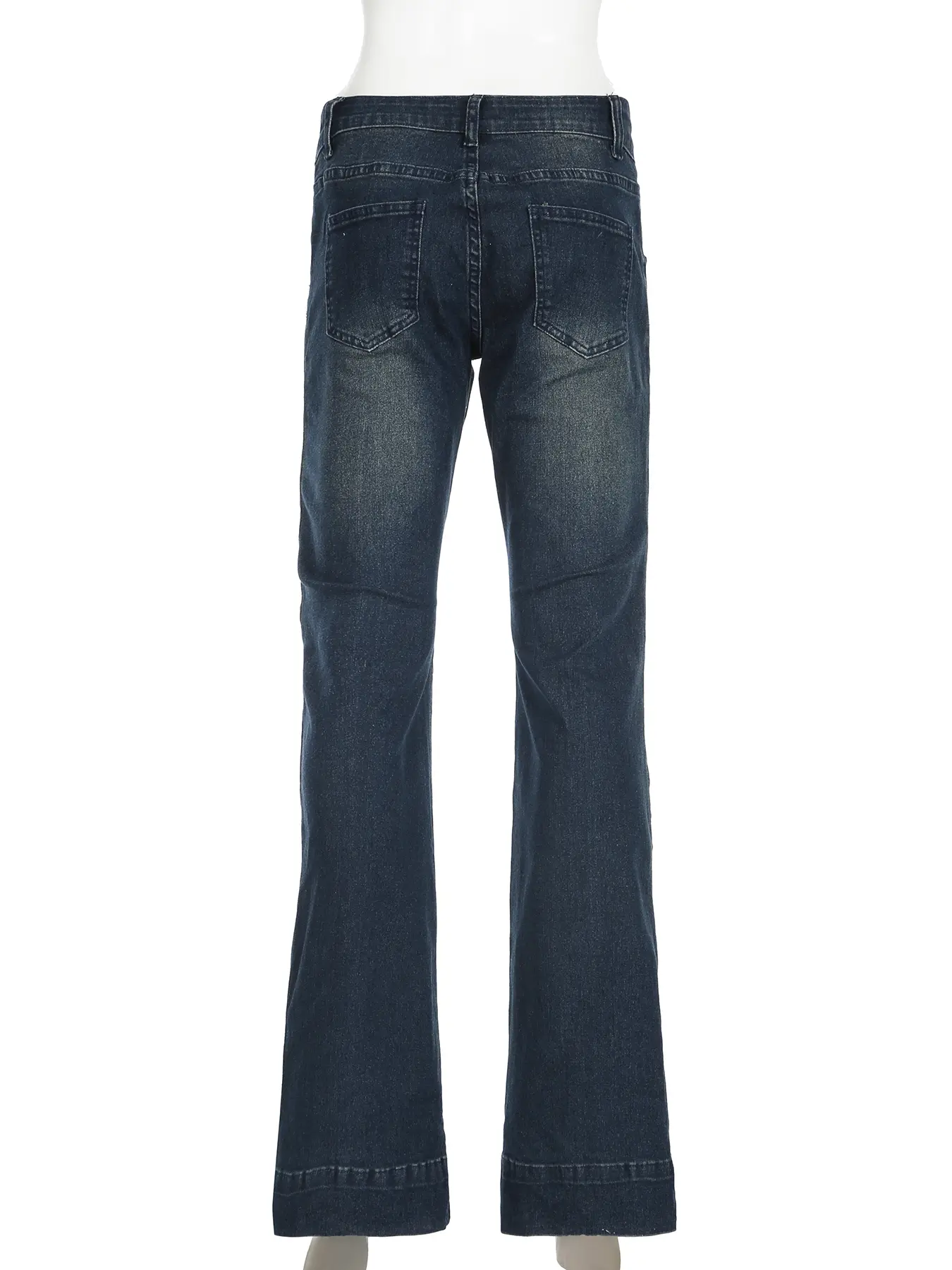 Rockmore Vintage Low Rise Flare Jeans Streetwear Slim Skinny Blue Denim Pants Harajuku 2000s Casual Women's Trousers Y2k Clothes