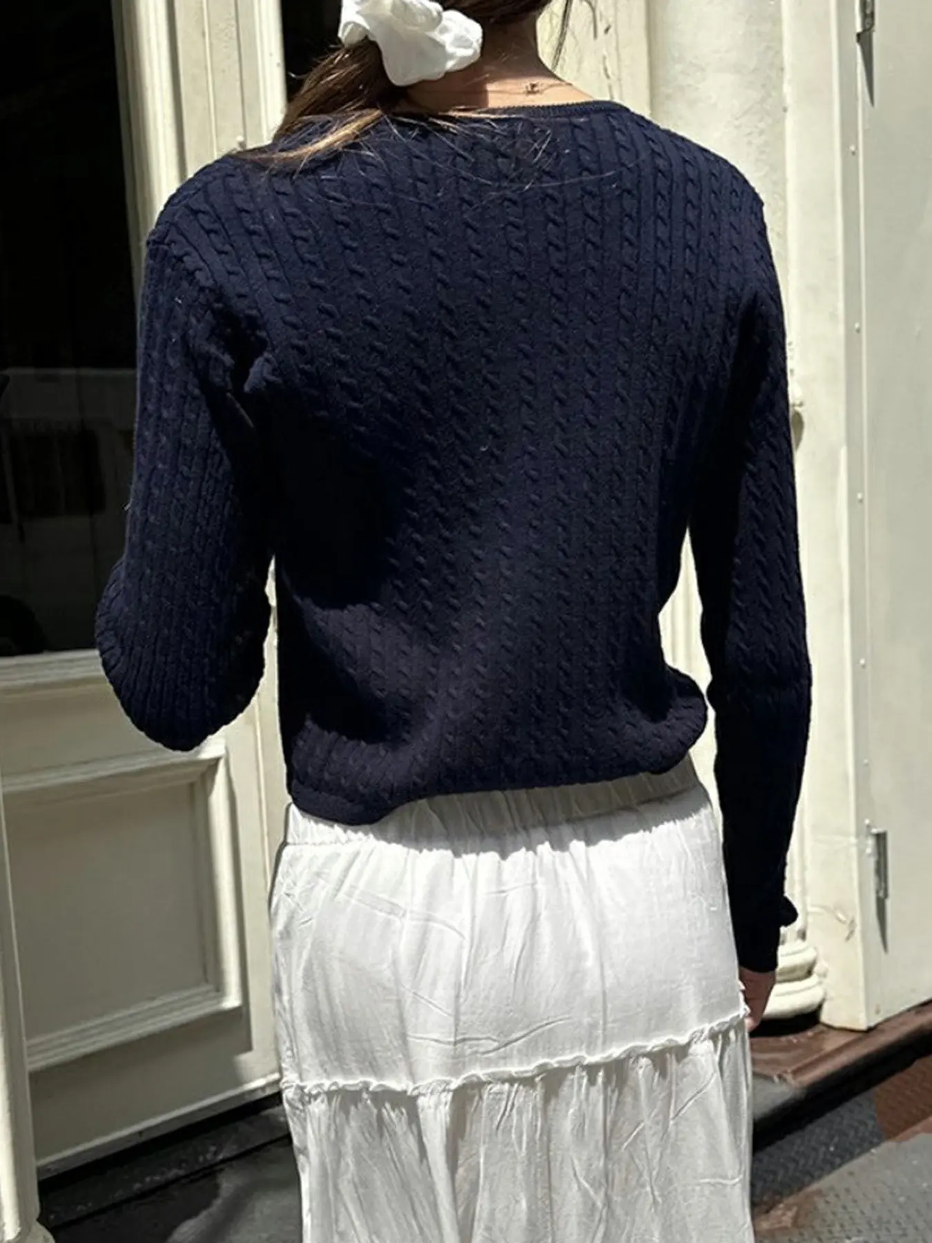 Rockmore Harajuku Solid Twist Knit Slim Cardigans Casual O-Neck Cotton Single Breasted Sweater Coats Autumn Clothes Chic Y2k Top