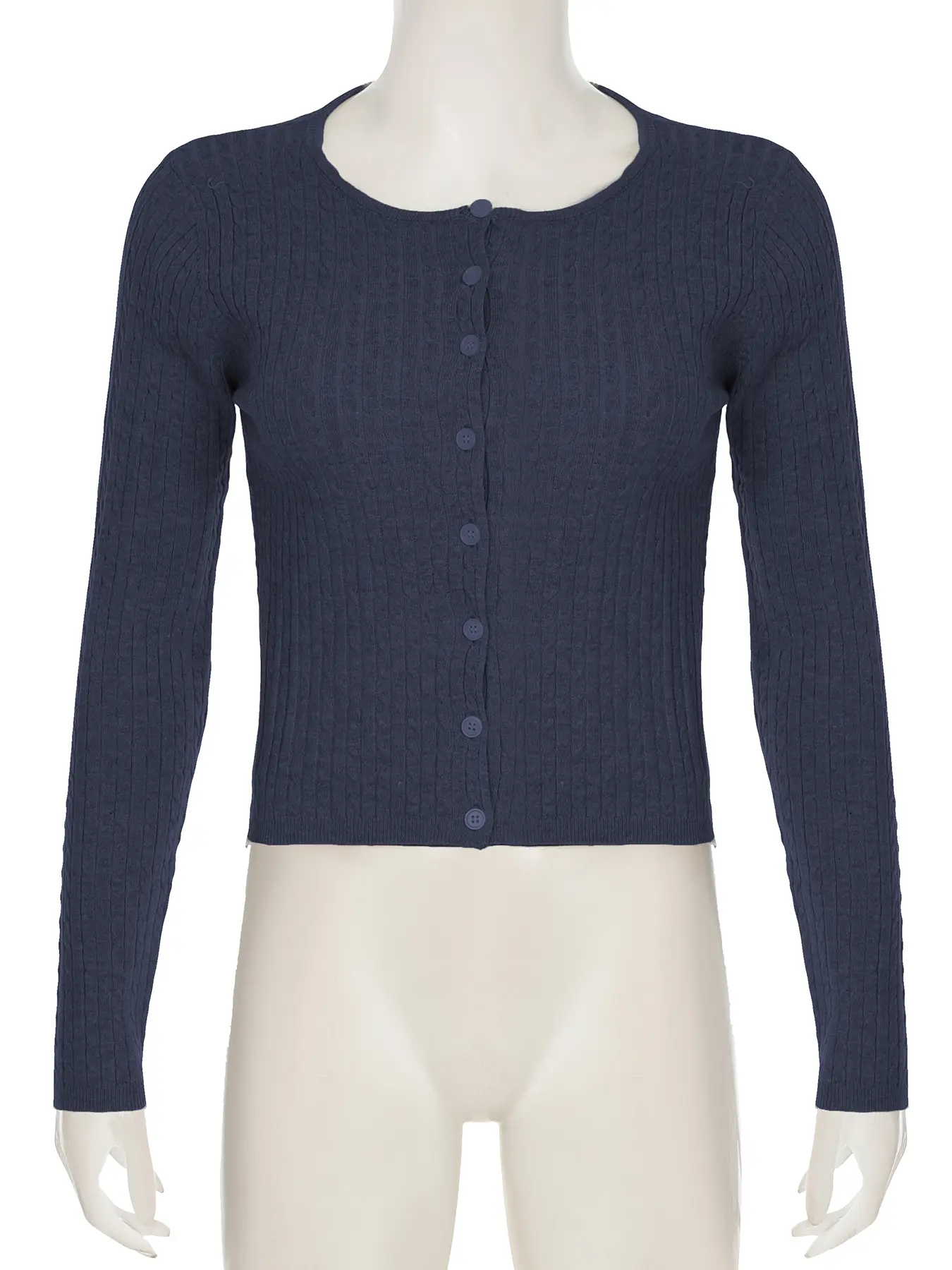 Rockmore Harajuku Solid Twist Knit Slim Cardigans Casual O-Neck Cotton Single Breasted Sweater Coats Autumn Clothes Chic Y2k Top