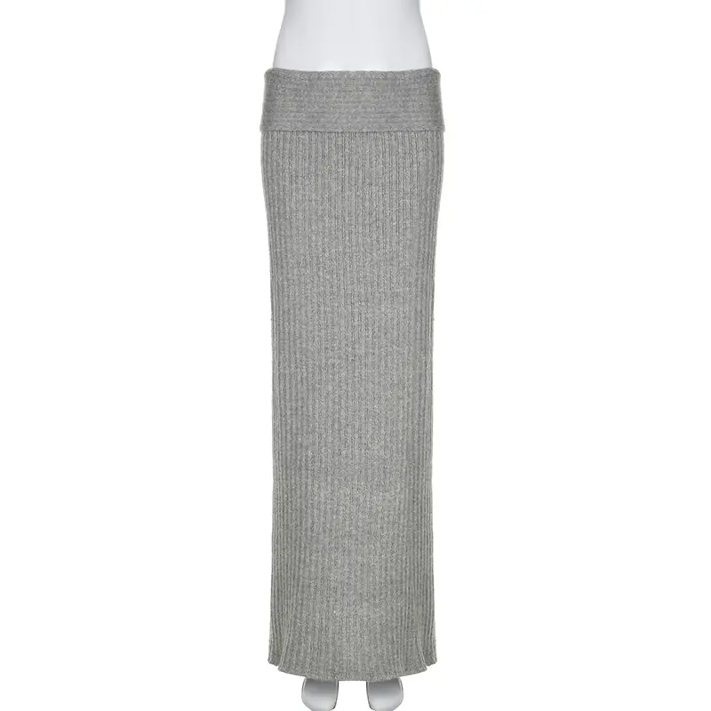 Rockmore Elegant Knitted Long Skirts Women Streetwear Loose Casual Low Waist Floor-Length Skirt Harajuku Ladies Autumn Winter