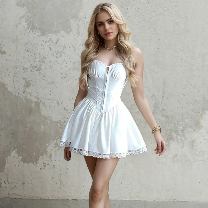 Rockmore Elegant Party Dresses Ladies Fashion Evening Bodycone A-Line Pleated Fluffy Dress Lace Sexy Ball Gown Mini Sunderss
