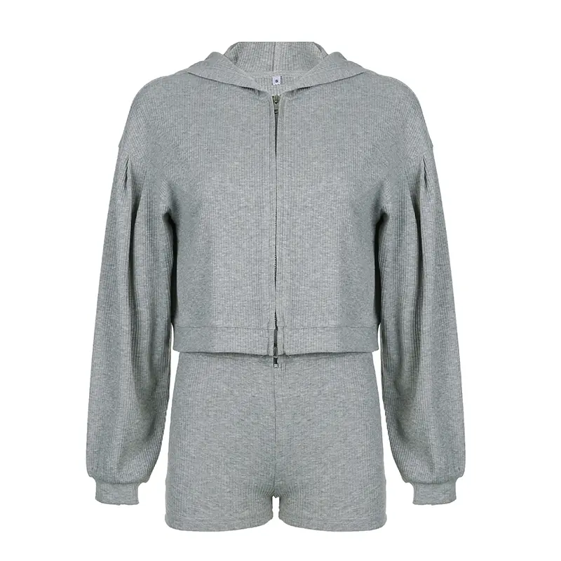 Rockmore 3 Piece Set Crop Vest Hoodie Tracksuit Women Casual Sweatshirt Coat and Mini Short Matching Set Sportswear 3 PCS Outfit