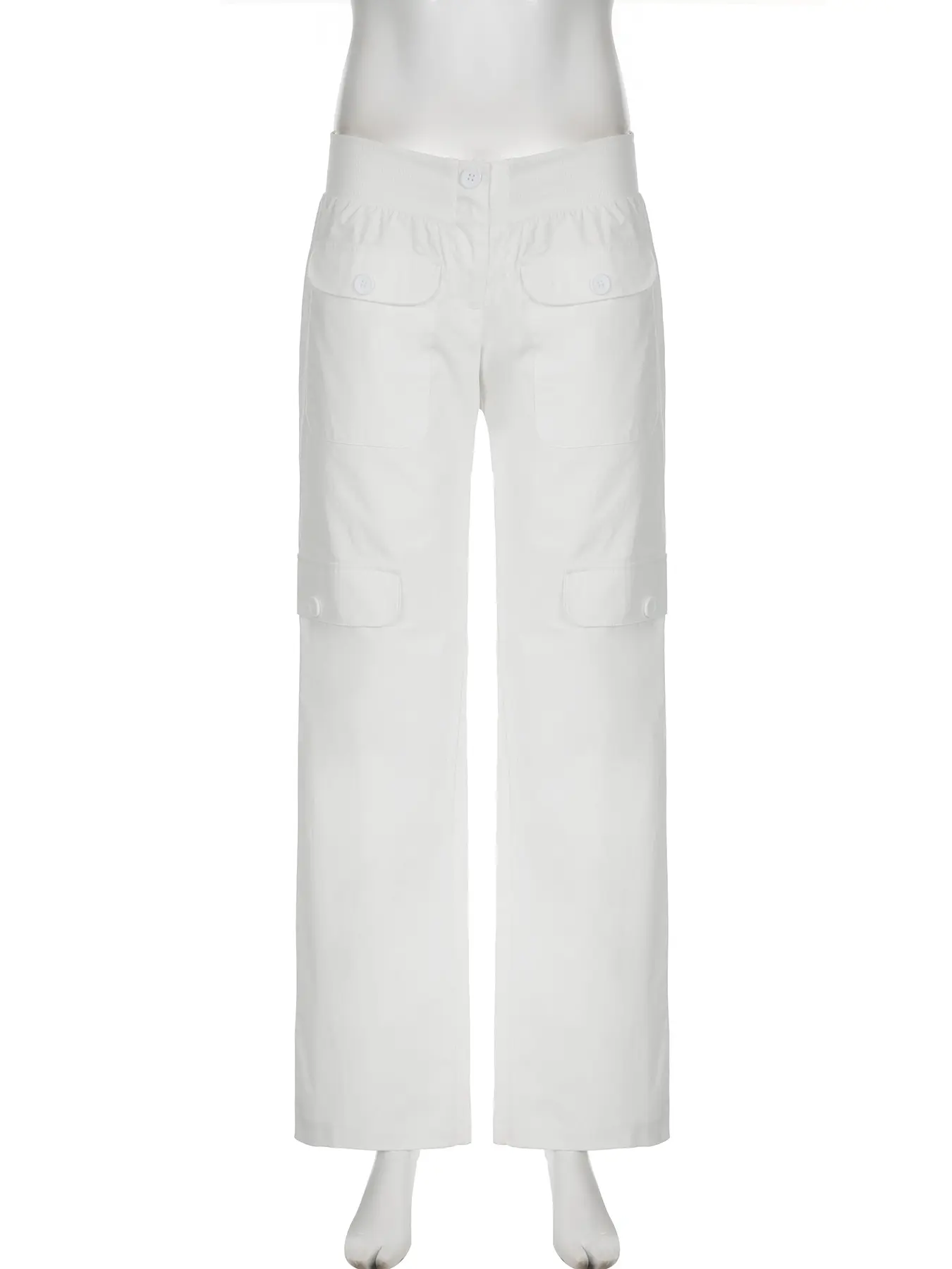 Rockmore White Pants Women Low Waist Casual Straight Full Length Loose Trouser Female Clothing Y2k Streetwear All-match Harajuku