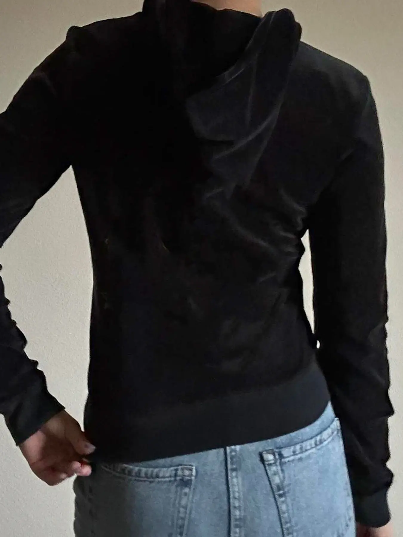 Rockmore Velvet Butterfly Print Hooded Jacket Women'S Sweatshirts Vintage Pockets Zip Up Hoodies Y2K Aesthetic Casual Slim Tops