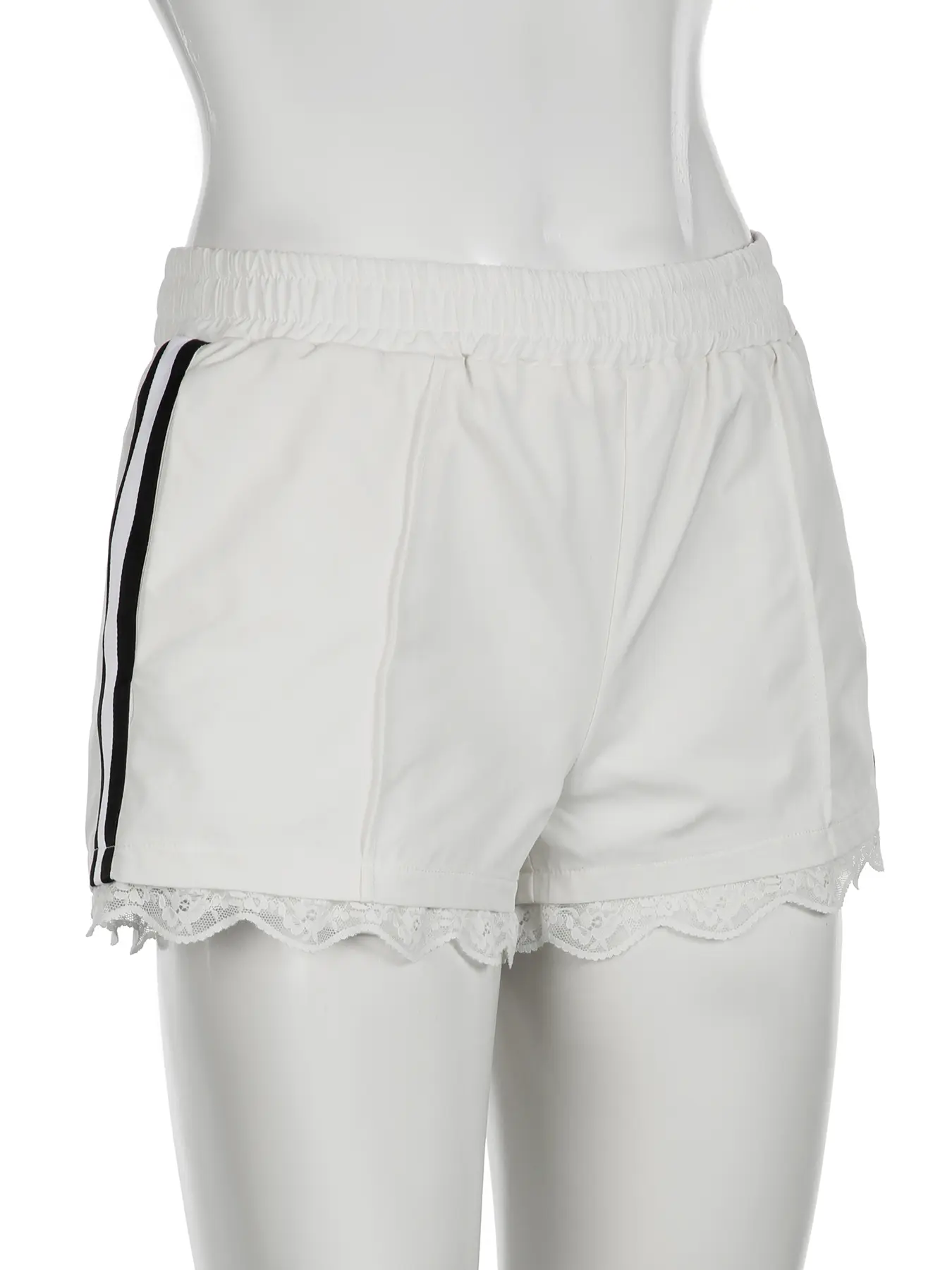 Rockmore Y2k Streetwear Drawstring Side Striped Lace Shorts Korean Patchwork Loose-fit Casual Shorts For Women All-match Bottoms
