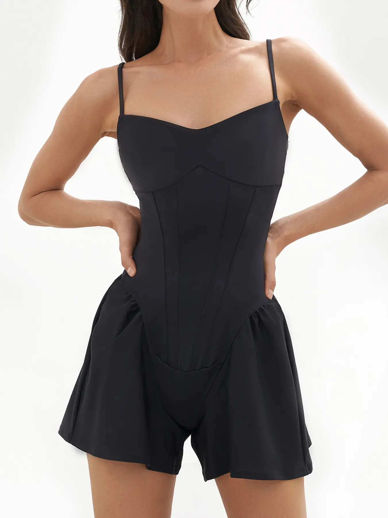 Rockmore Sexy Jumpsuit Shorts Women Sports Style Spaghetti Strap Overalls Fashion Causal A-line Wide Leg Pants Playsuits Summer