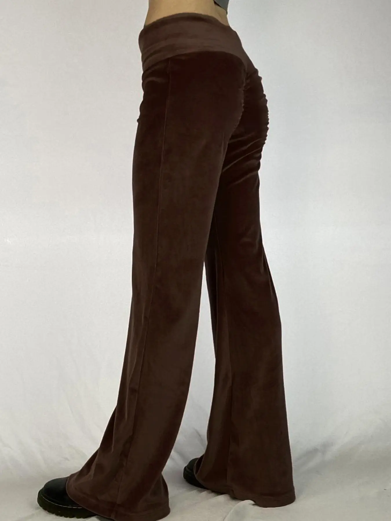 Rockmore Autumn Winter Silver Fox Velvet Pants Women Casual Solid Straight All-match Elegant Lace-up Waist Trousers Y2k Clothing
