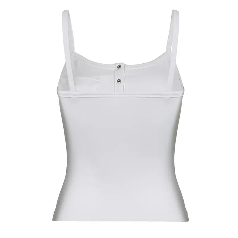 Rockmore Women's Sleeveless Camis Top Slim Fit Slash Neck Casual Solid White Pockets 2025 Summer Fashion Streetwear Tank Top