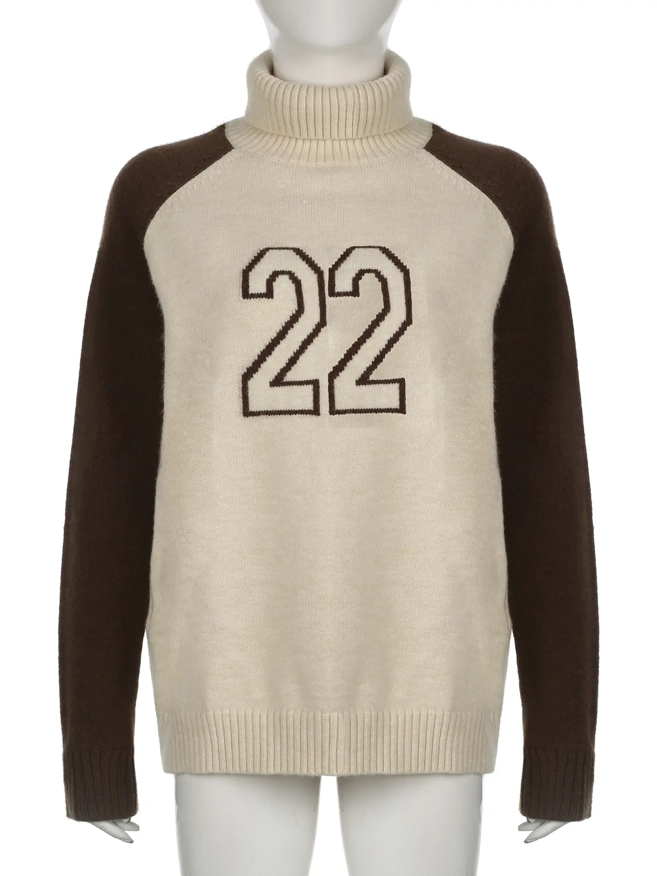Rockmore Casual Turtleneck Knitted Digital Print Sweaters Long Sleeve 90s Baggy Pullover Female High Street Autumn Winter Tops