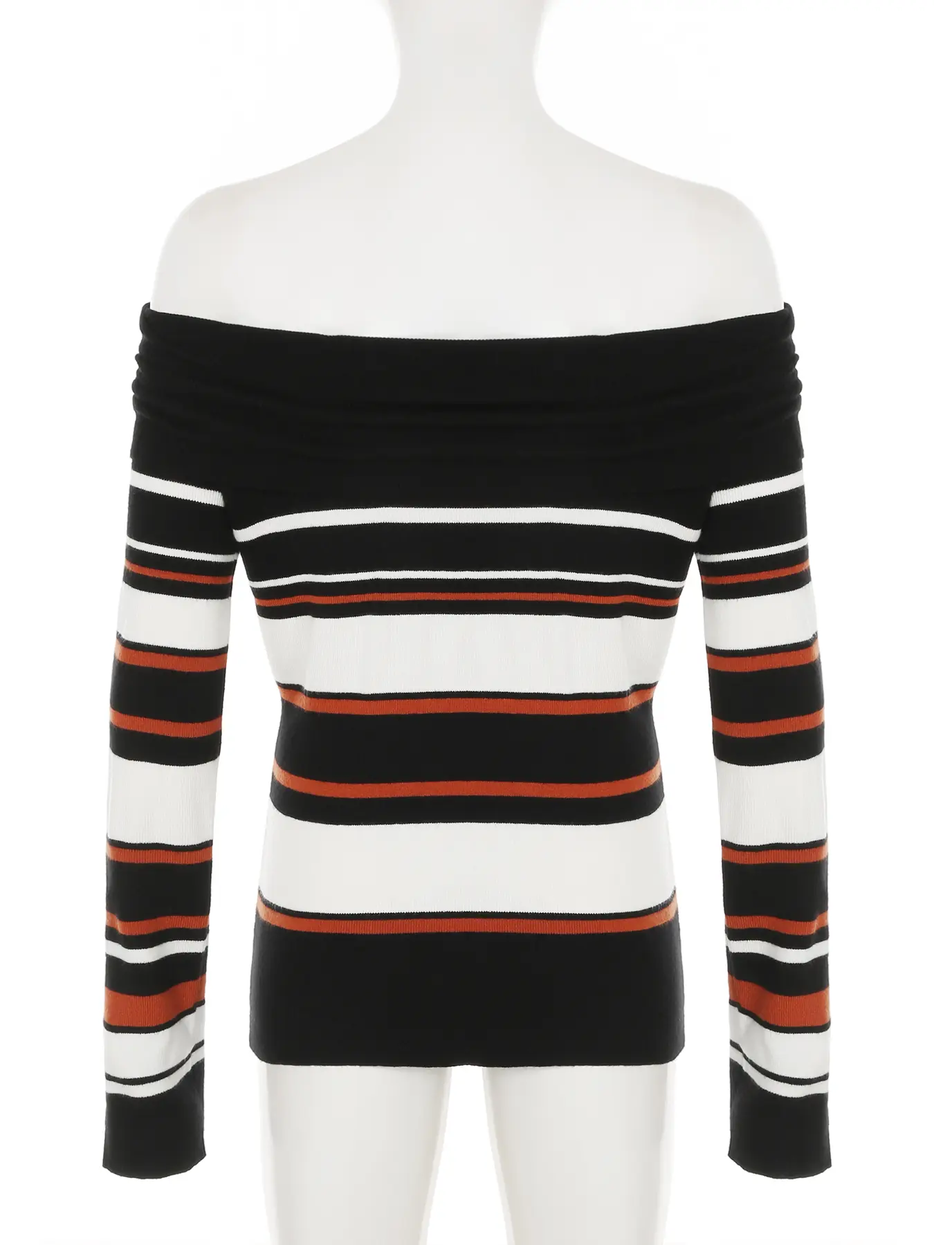 Rockmore Off Shoulder Stripe Knitted Sweaters Streetwear Clothes Women's Pullovers Harajuku Tops Y2k Aesthetic Jersey Mujer 2024