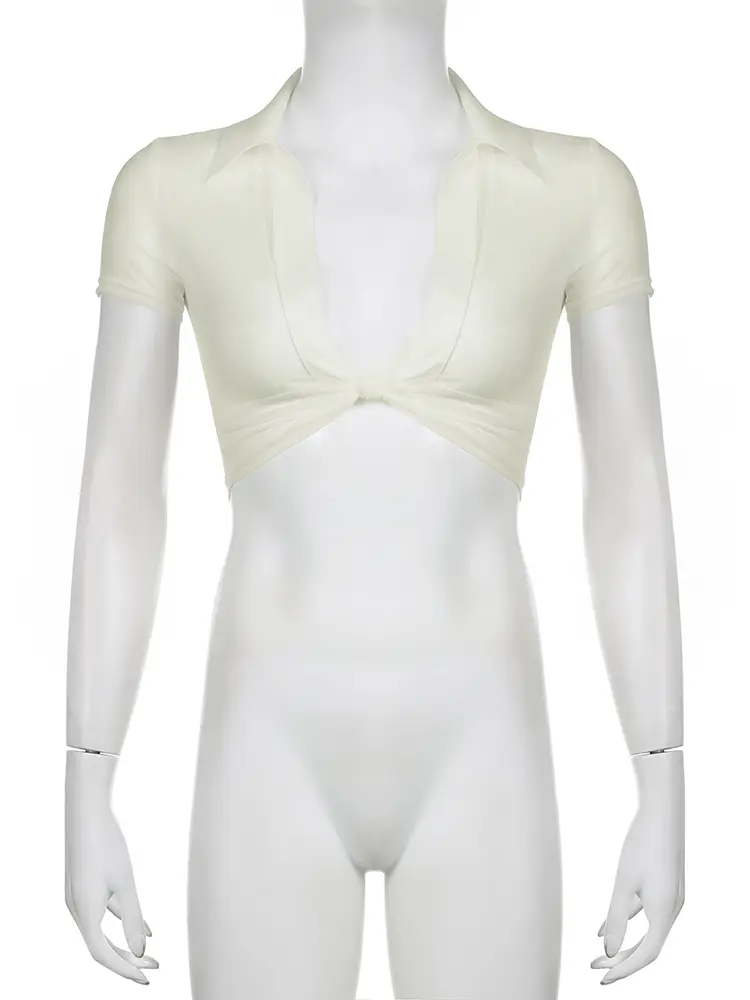 Rockmore Mesh See Through Shirts Sexy Short Sleeve Buttons Cardigan Y2K T-Shirt Women Casual White Crop Top Tee Korean Summer