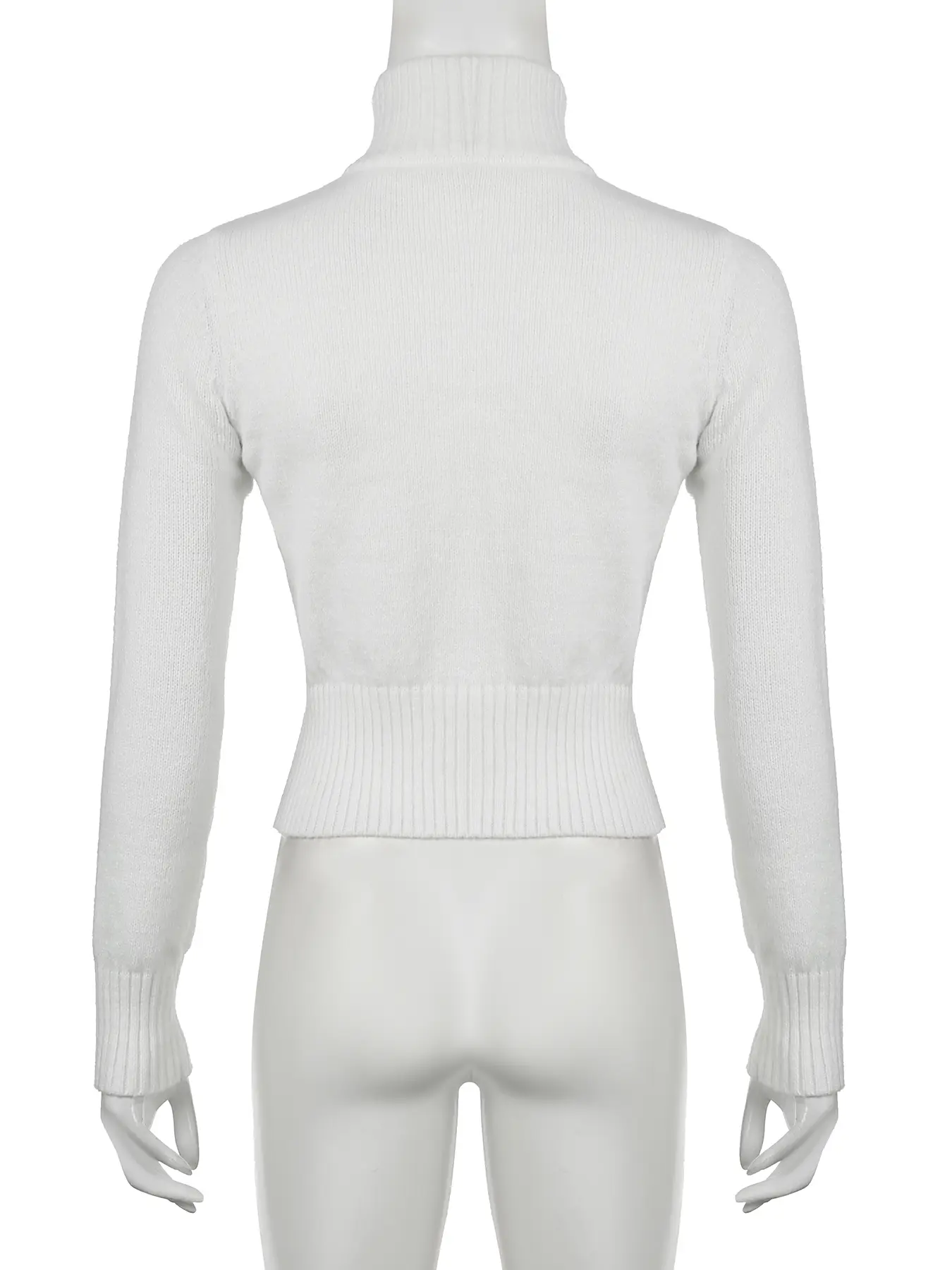 Rockmore Women's Solid Knitted Stand-up Collar Sweater Cardigan Fashion Autumn Winter Casual Y2k Chic Zipper Long Sleeve Outfits
