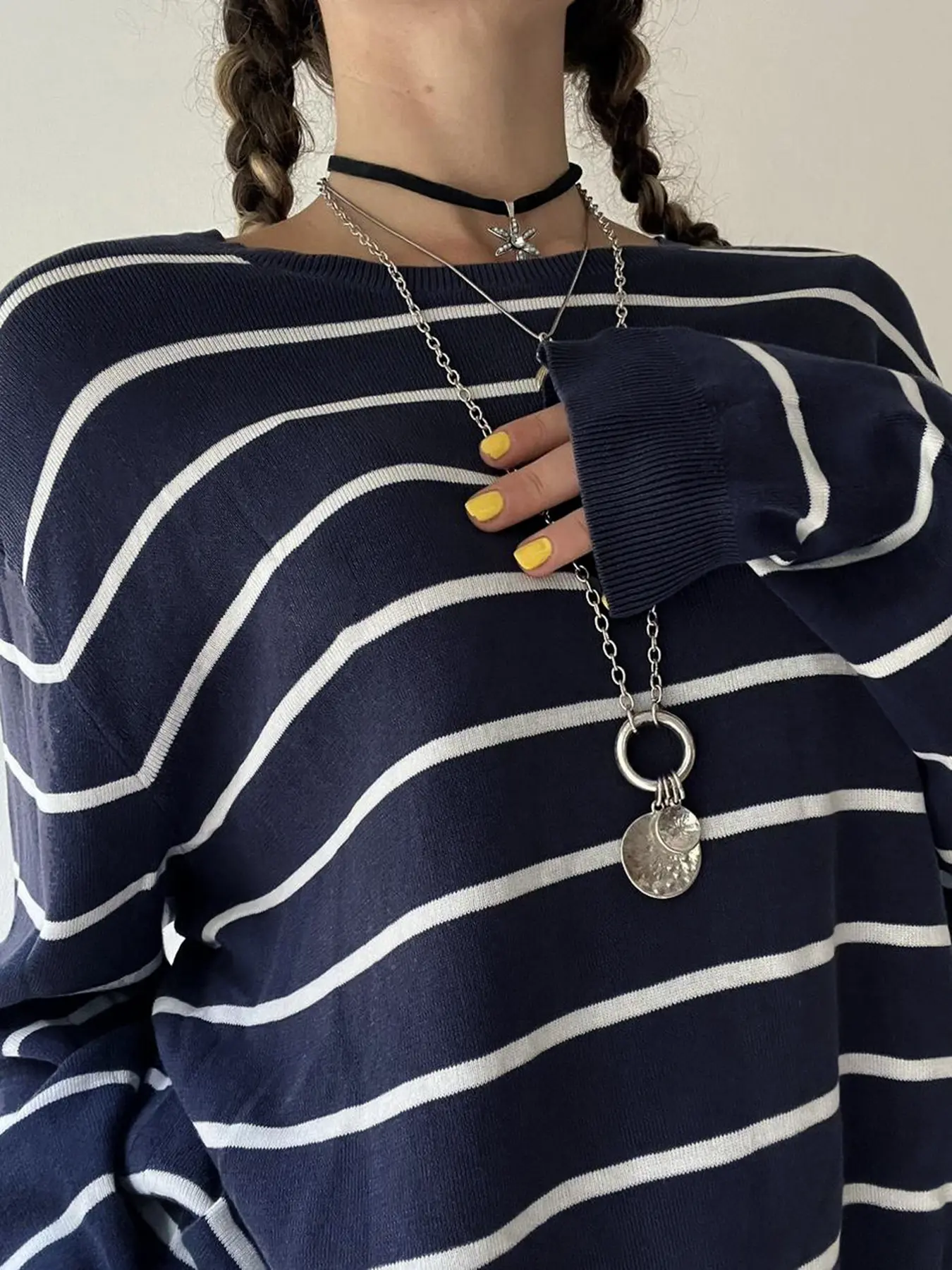 Rockmore Striped Long Sleeve Sweater for Women All-match O-neck Casual Base Top Korean Chic Tees Harajuku Y2k Clothes Streetwear