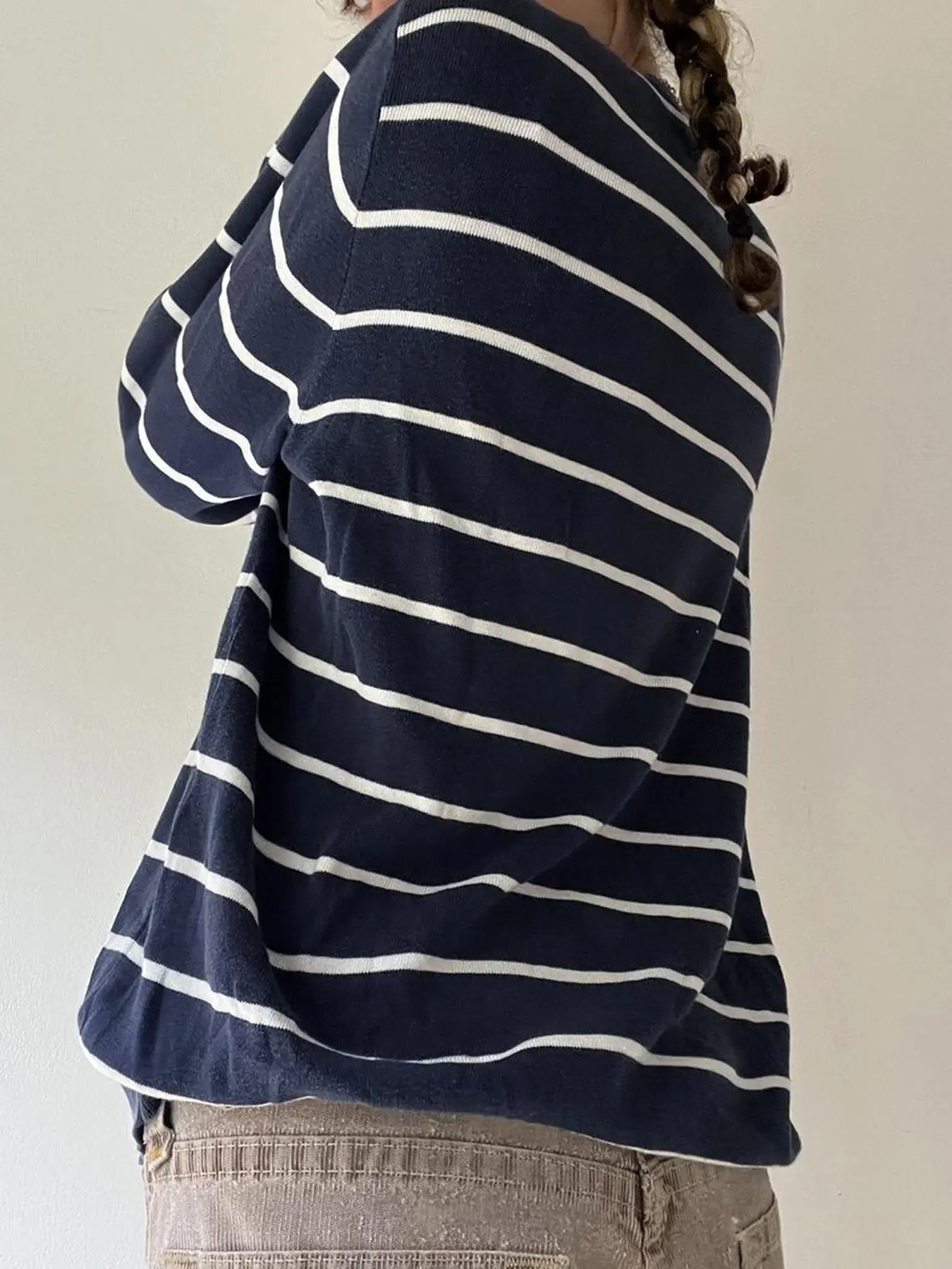 Rockmore Striped Long Sleeve Sweater for Women All-match O-neck Casual Base Top Korean Chic Tees Harajuku Y2k Clothes Streetwear