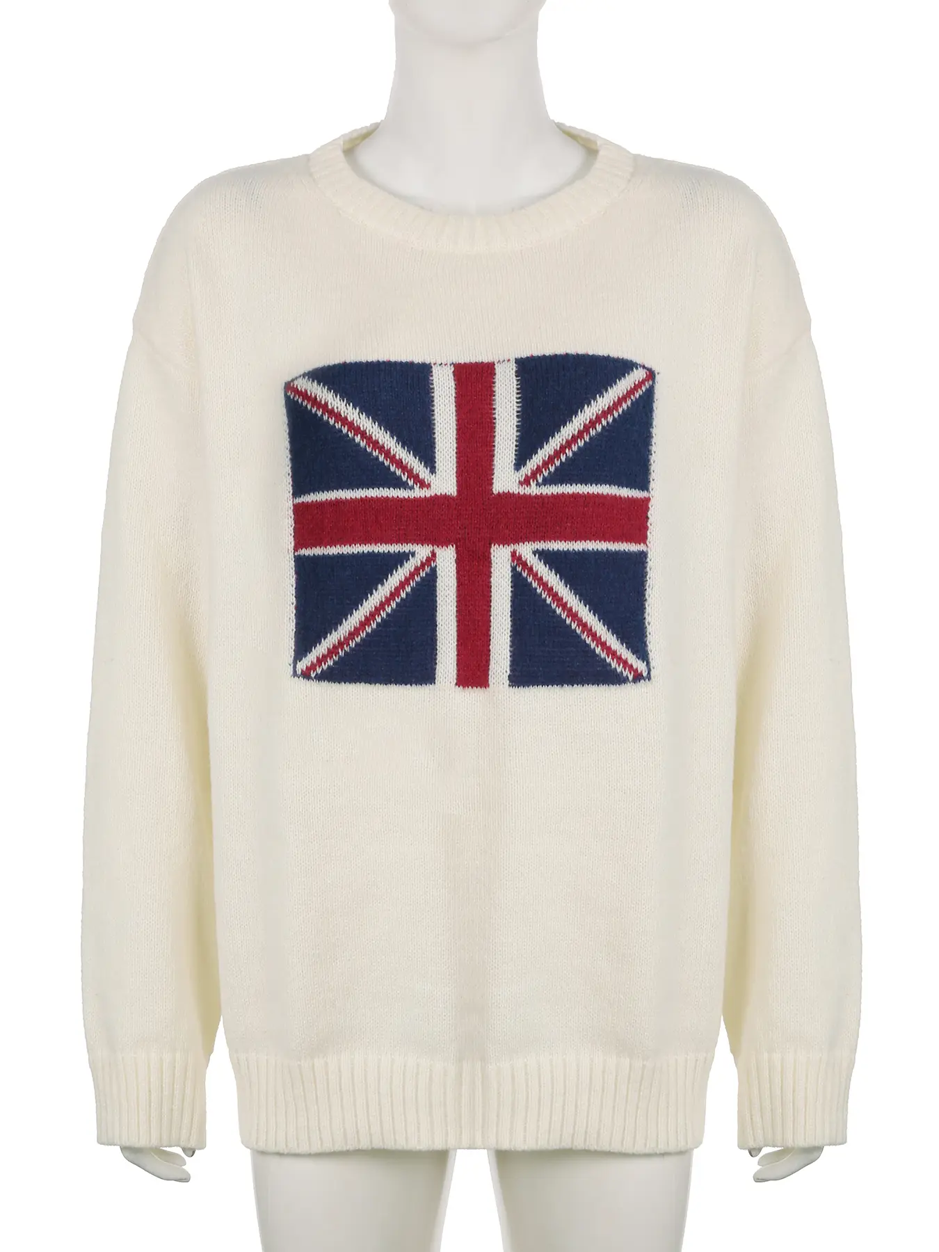 Rockmore Street Loose Casual Sweater Y2K Chic Long Sleeve Vintage Flag Tops Casual Autumn Winter Elegance Harajuku Warm Pullover