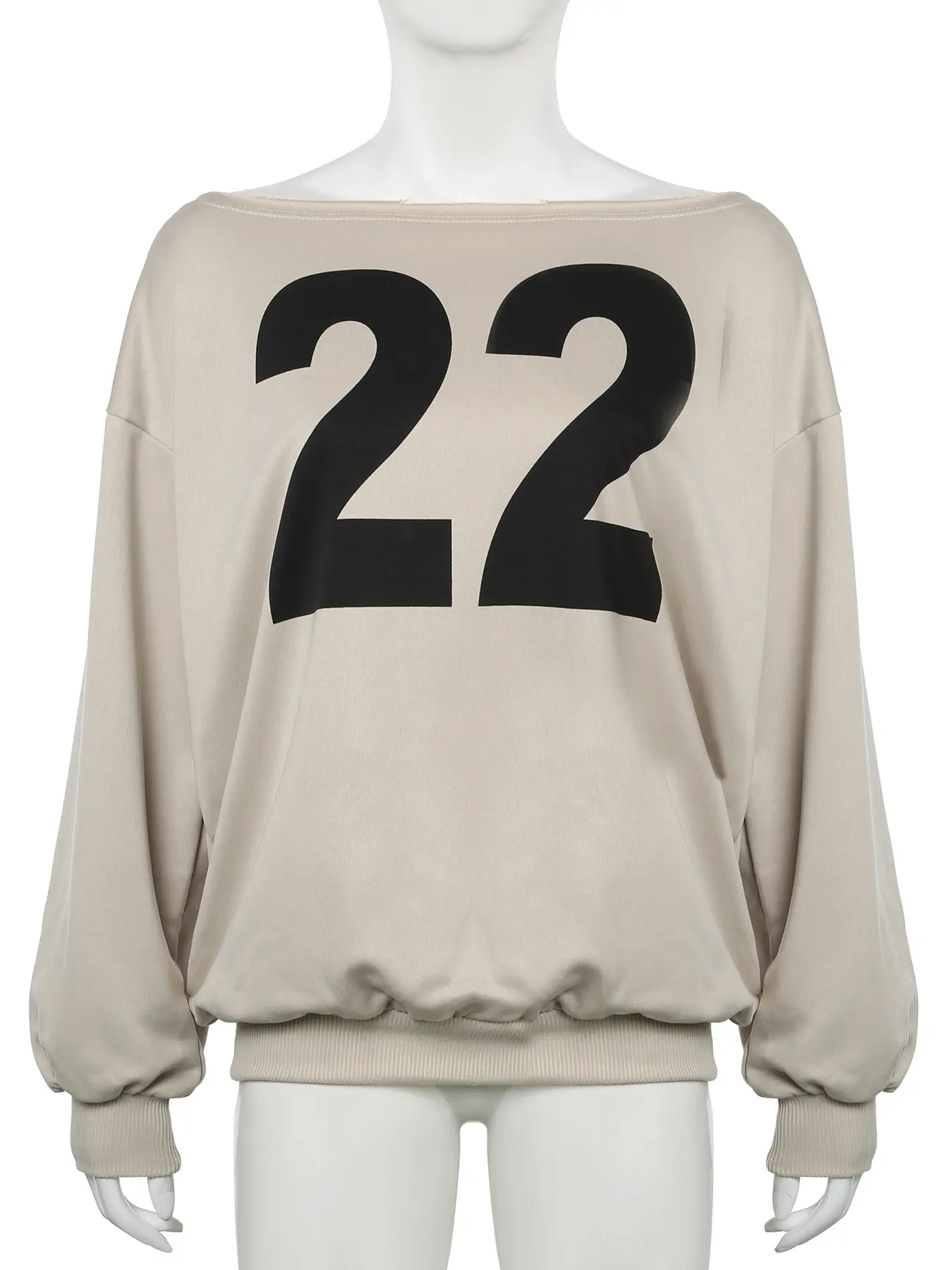Rockmore Streetwear Sexy Slash Neck Off Shoulder Numeber Sweatshirt Harajuku Casual Loose Long Sleeve Pullover Tops Y2k Clothes