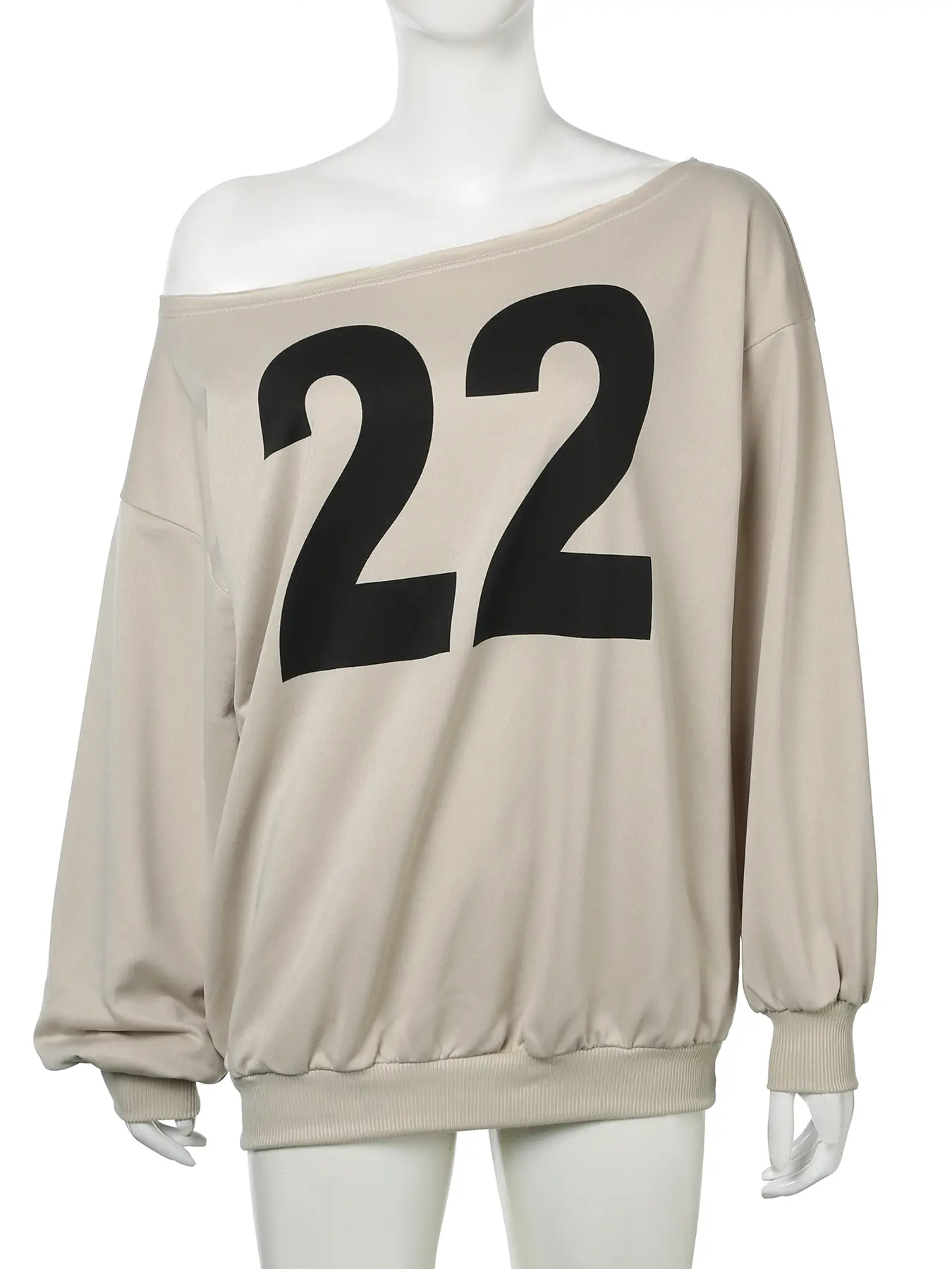 Rockmore Streetwear Sexy Slash Neck Off Shoulder Numeber Sweatshirt Harajuku Casual Loose Long Sleeve Pullover Tops Y2k Clothes