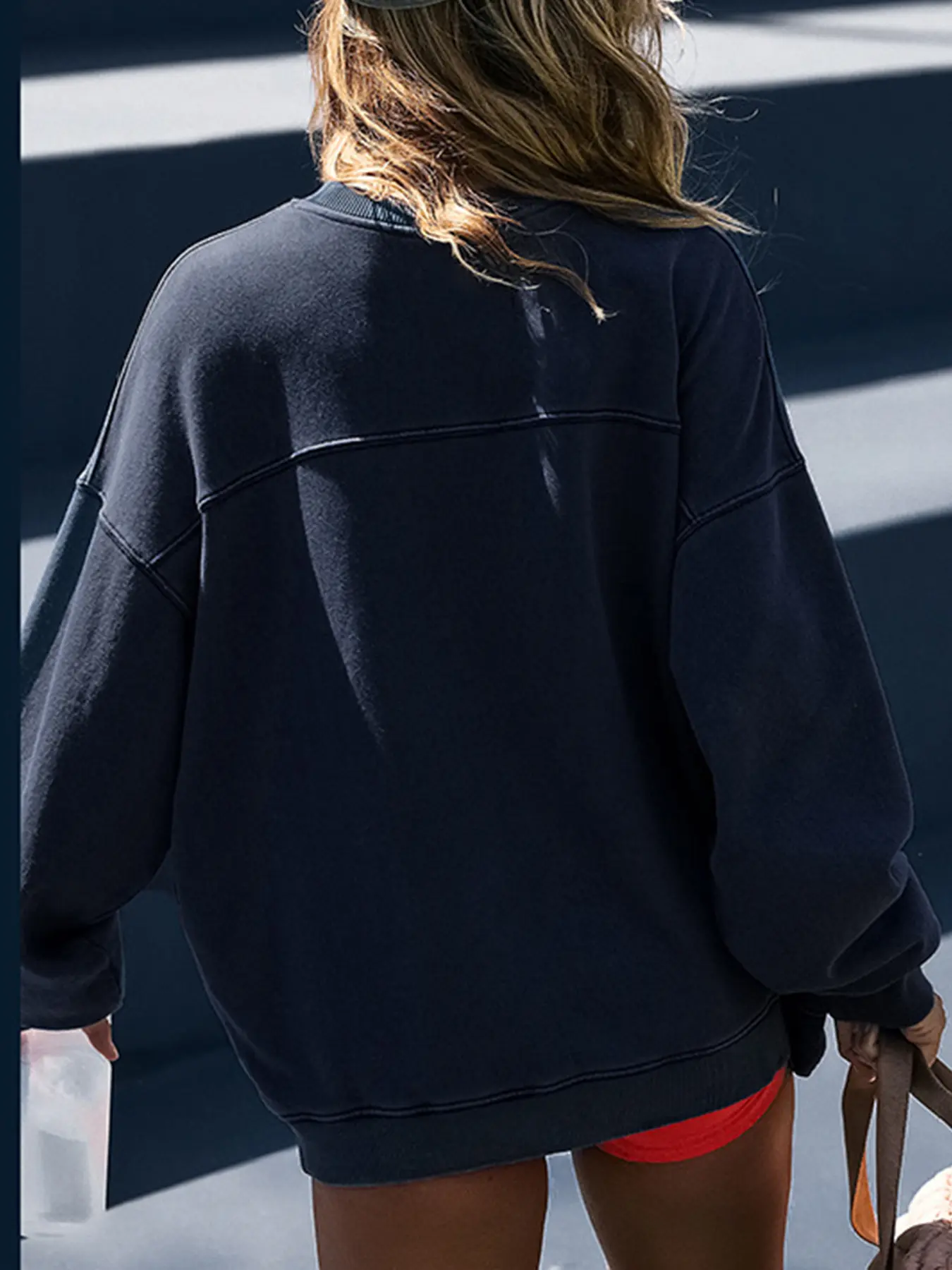 Rockmore Women's Oversized Loose Solid Sweatshirt Autumn Winter Casual Long Sleeved Round Neck Pullover Tops Harajuku Streetwear