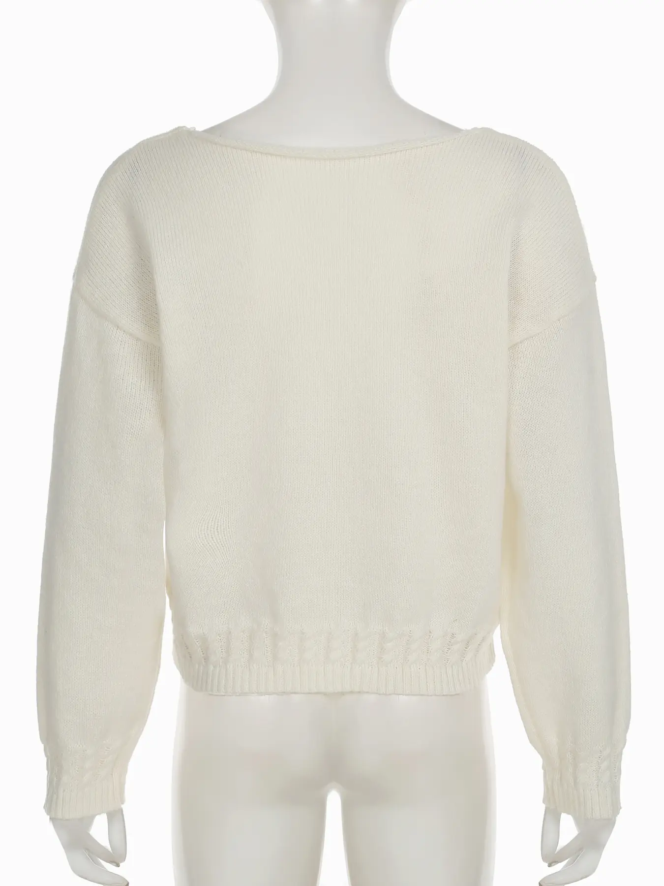 Rockmore Casual V-Neck Sweater for Women Long Sleeve Loose Solid Pullovers Autumn Winter Elegant Fashion Streetwear Top Chic Y2k