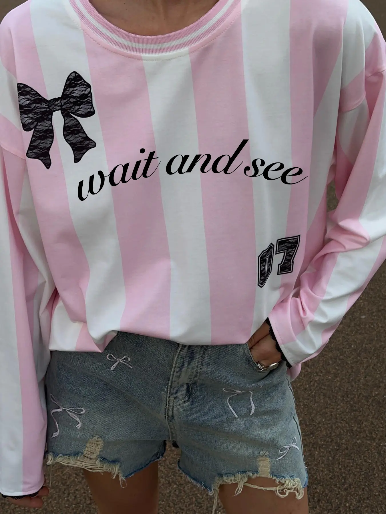 Rockmore Harajuku Striped Long Sleeve Streetwear Women Loose Jersey Tops Y2K Hip-hop Fashion Casual Aesthetic Clothes All Match