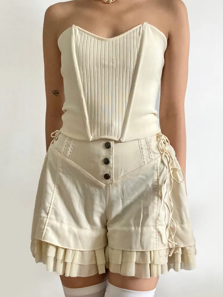 Rockmore Mesh Patchwork Hot Sweet Shorts Gentle Cute High Waist Women Y2K Coquette Aesthetic Summer Casual Mini Short Pants 2023