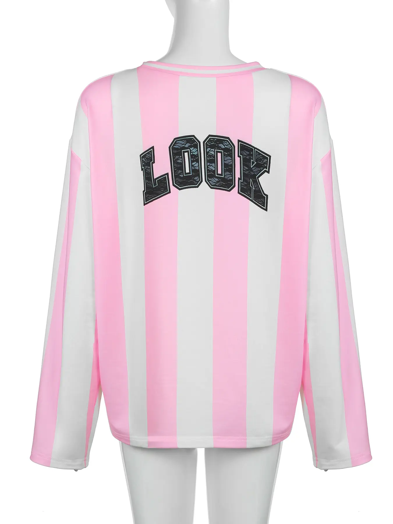 Rockmore Harajuku Striped Long Sleeve Streetwear Women Loose Jersey Tops Y2K Hip-hop Fashion Casual Aesthetic Clothes All Match