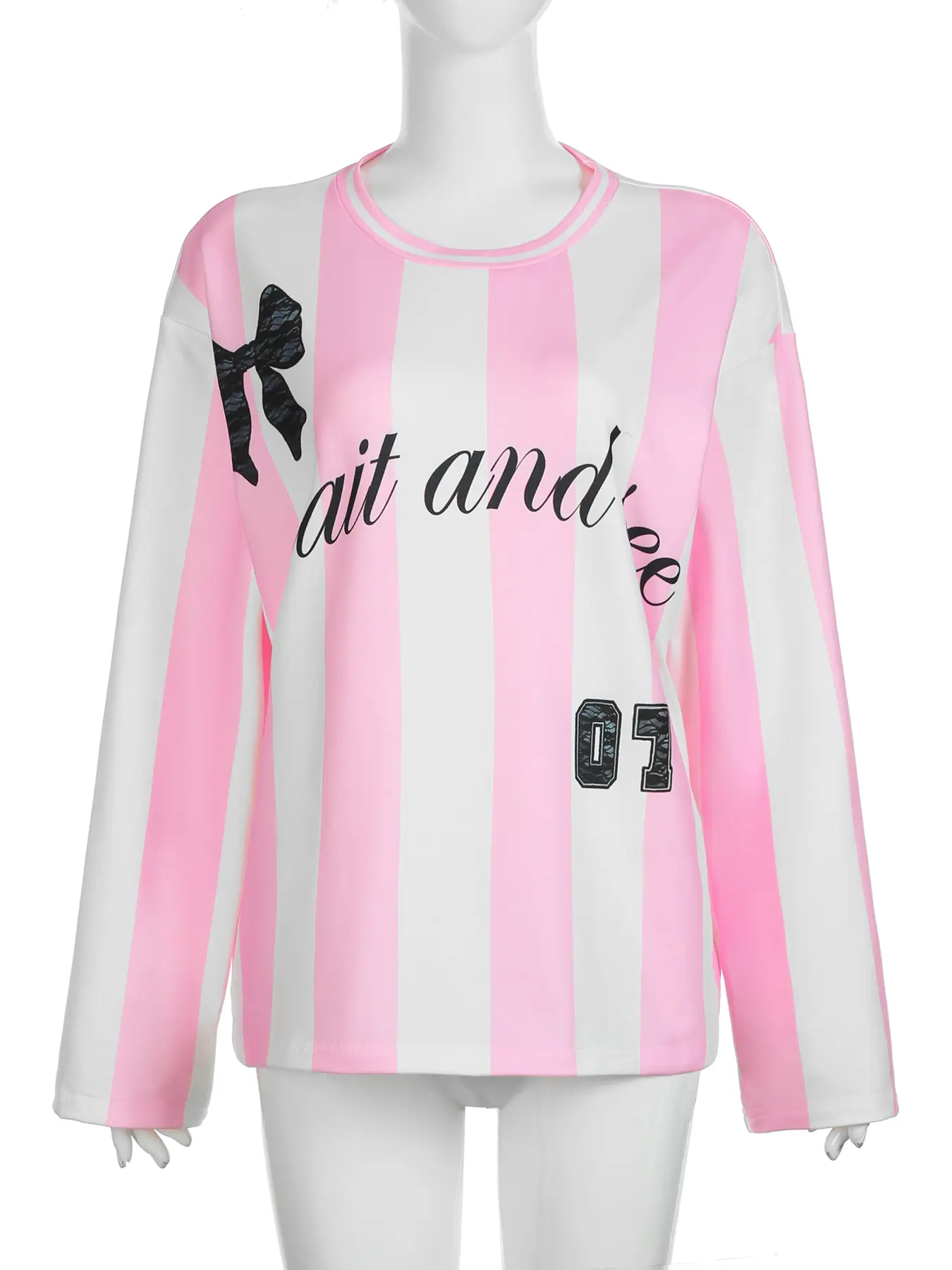 Rockmore Harajuku Striped Long Sleeve Streetwear Women Loose Jersey Tops Y2K Hip-hop Fashion Casual Aesthetic Clothes All Match