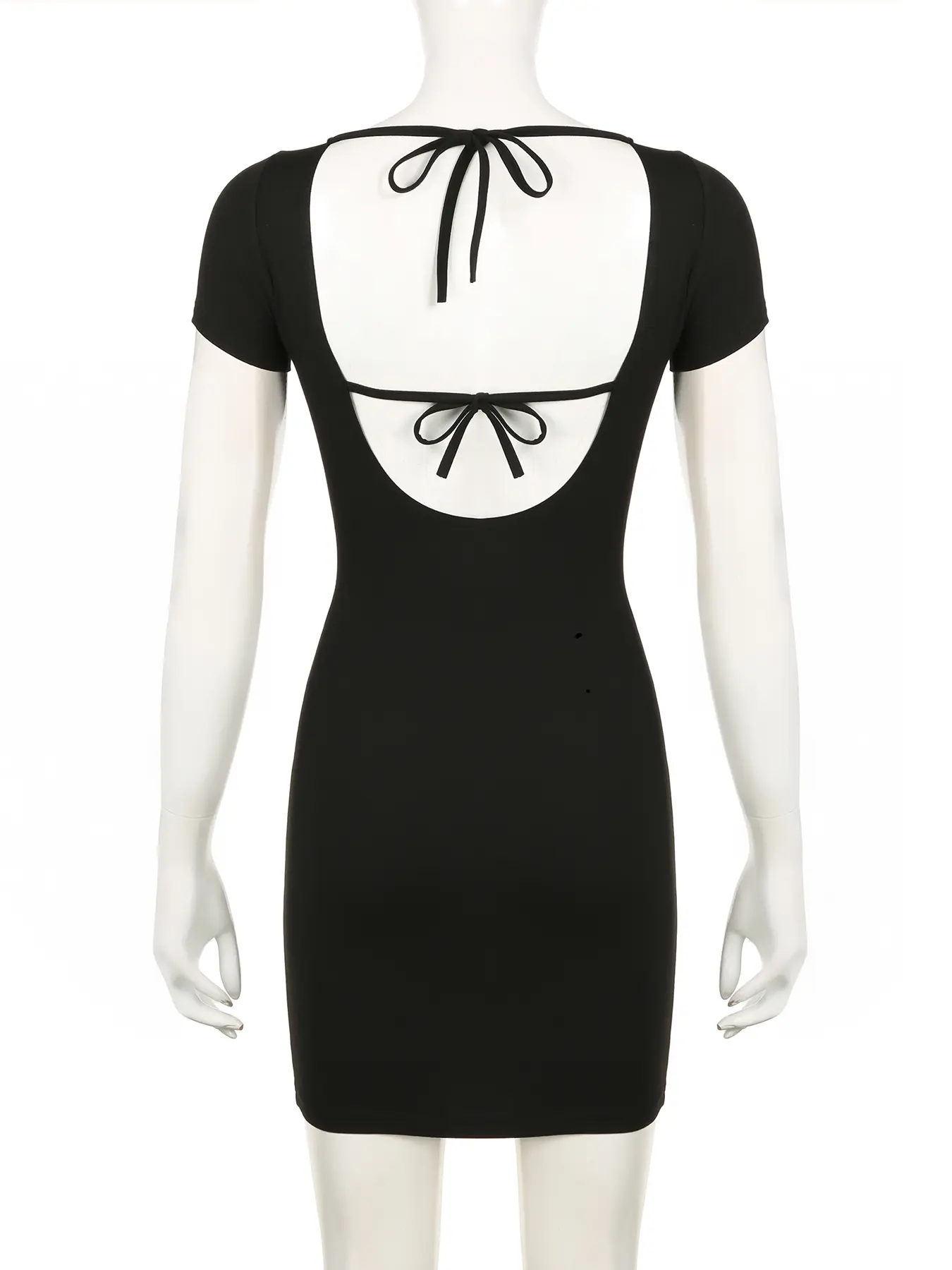 Rockmore Backless Lace-Up Dress Korean Fashion Knit Sexy Women's Dresses Summer Solid Short Dress Y2K Youthful Casual Clothing