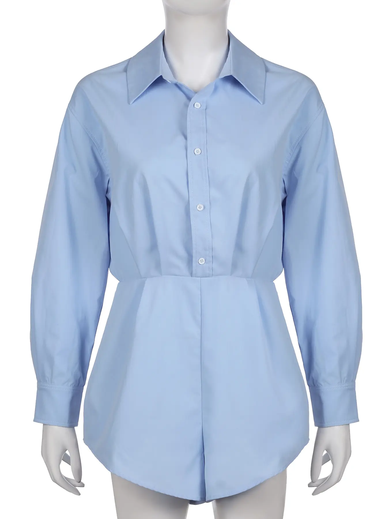 Rockmore Chic Blue Loose Shirt Jumpsuit Long Sleeve Turn Down Collar Button Up Shorts Playsuits Streetwear Casual Harajuku Suits