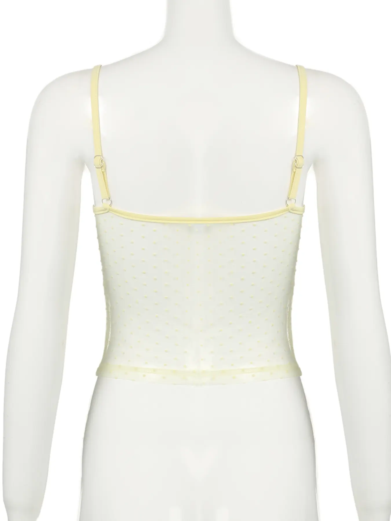 Rockmore Summer Sexy Lace Backless Tank Top Aesthetic See Through Camisoles Yellow Sweet Cute Fairycore Y2K Camis Women Clothing