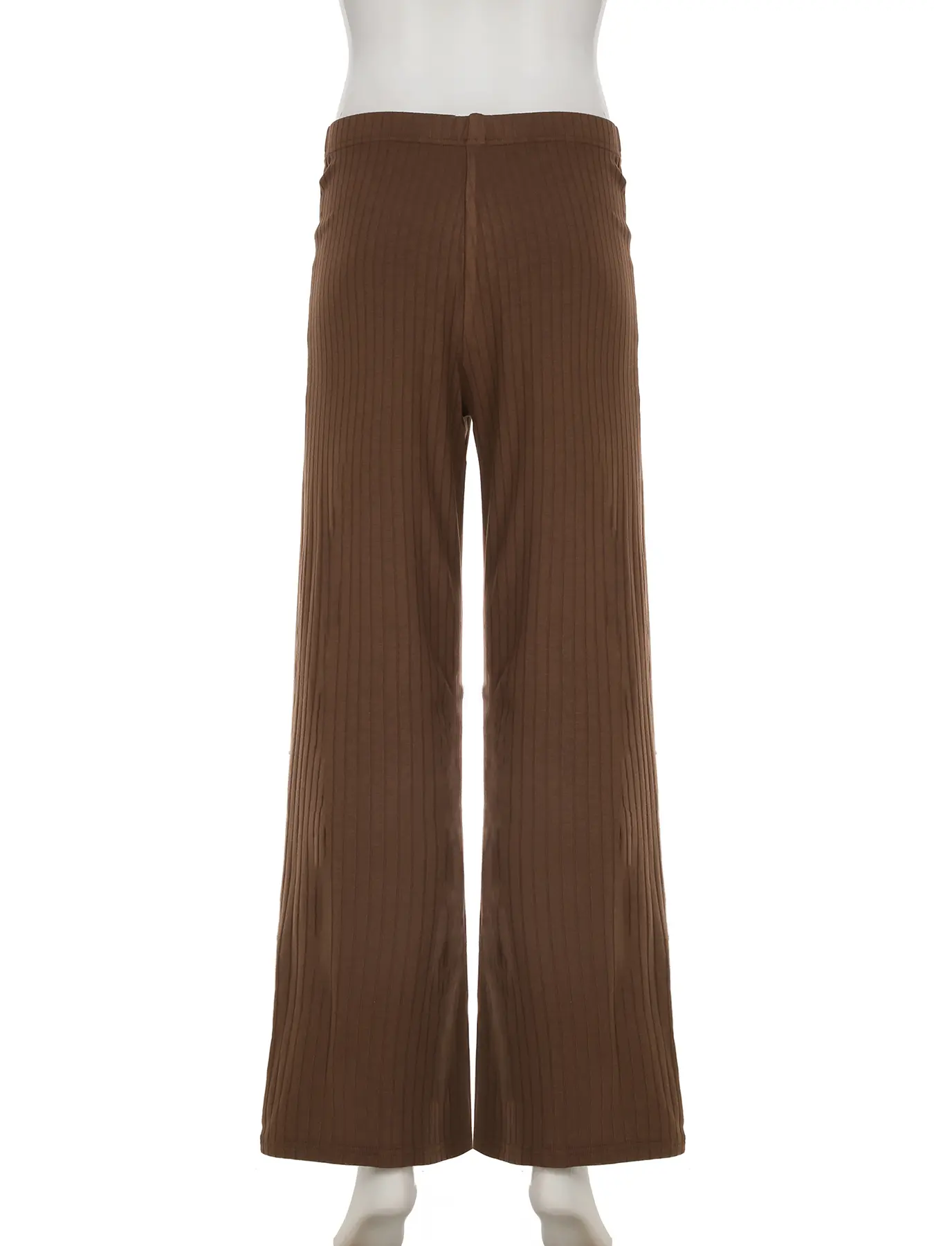 Rockmore Casual Loose Rib Knit Basic Brown Trousers Elegant Fashion Elastic Waist Solid Pant Pantsautumn Winter Women's Clothing