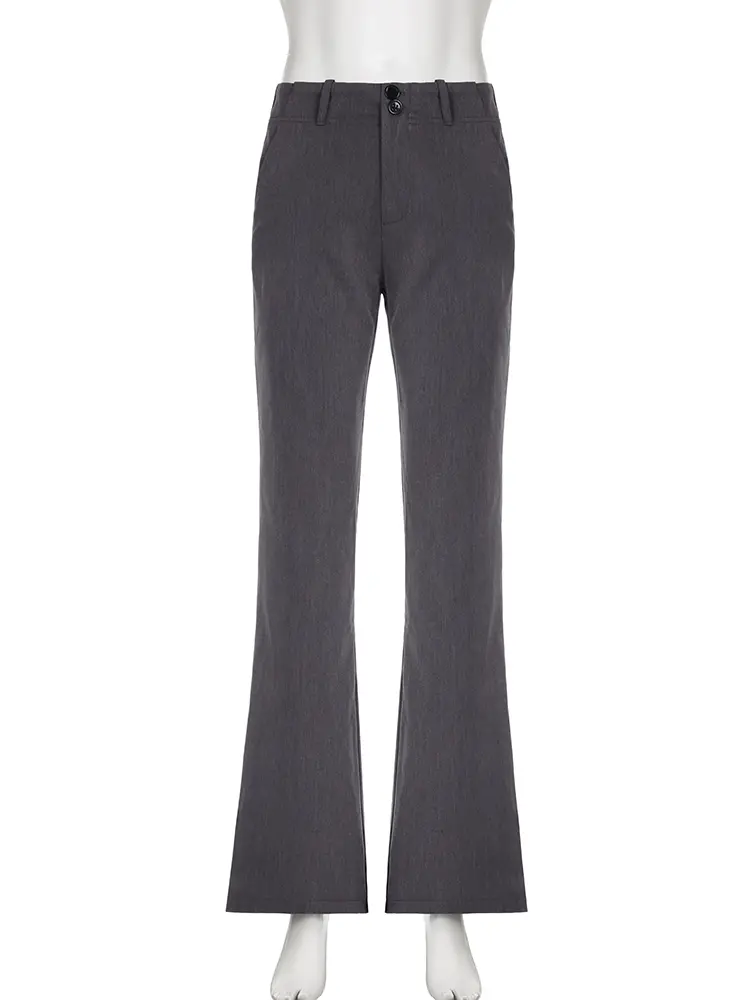 Rockmore Low Waist Wide Leg Suit Pants Women Old Money Style Korean Fashion Baggy Trousers Female Office Wear Elegant Gray Pants