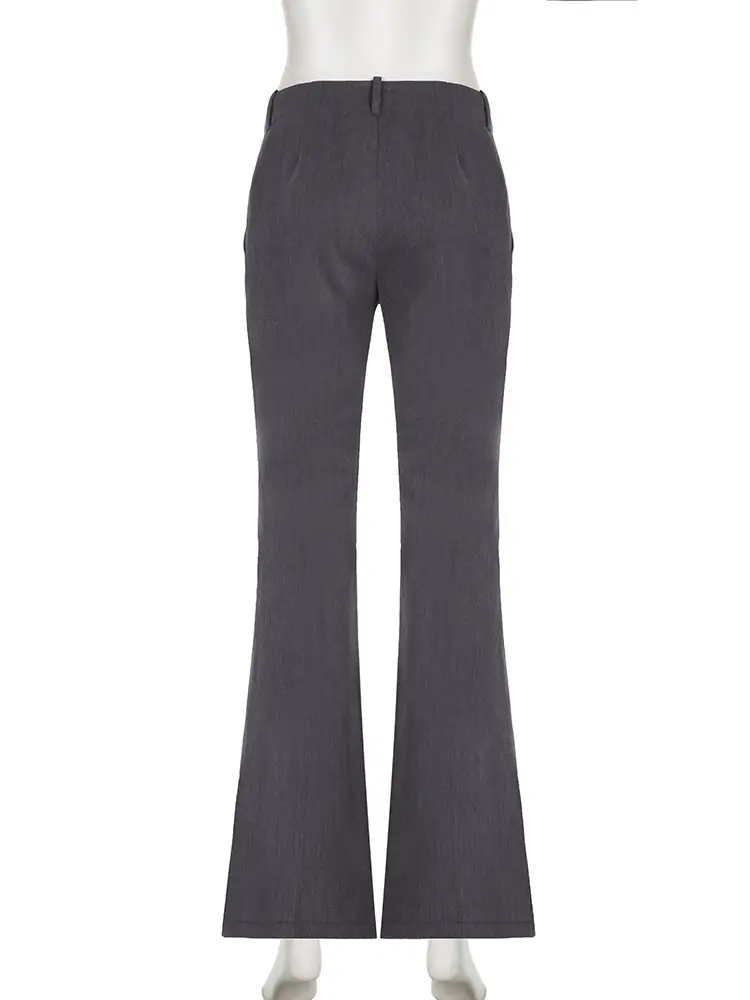 Rockmore Low Waist Wide Leg Suit Pants Women Old Money Style Korean Fashion Baggy Trousers Female Office Wear Elegant Gray Pants