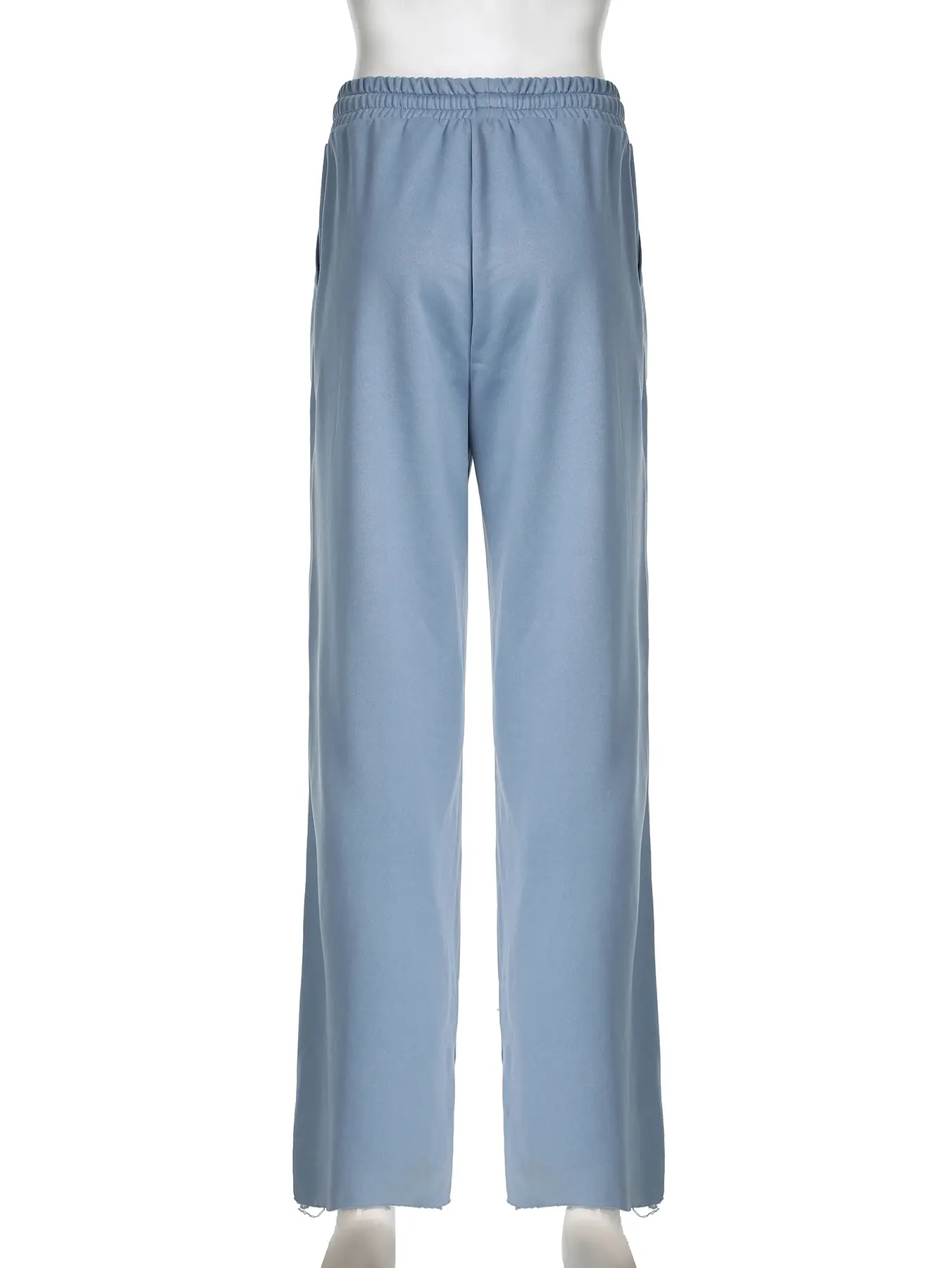Rockmore Blue Sweatpants for Women High Waist Solid Elastic Waist Drawstring Loose Straight Pant Casual Harajuku Pocket Trousers