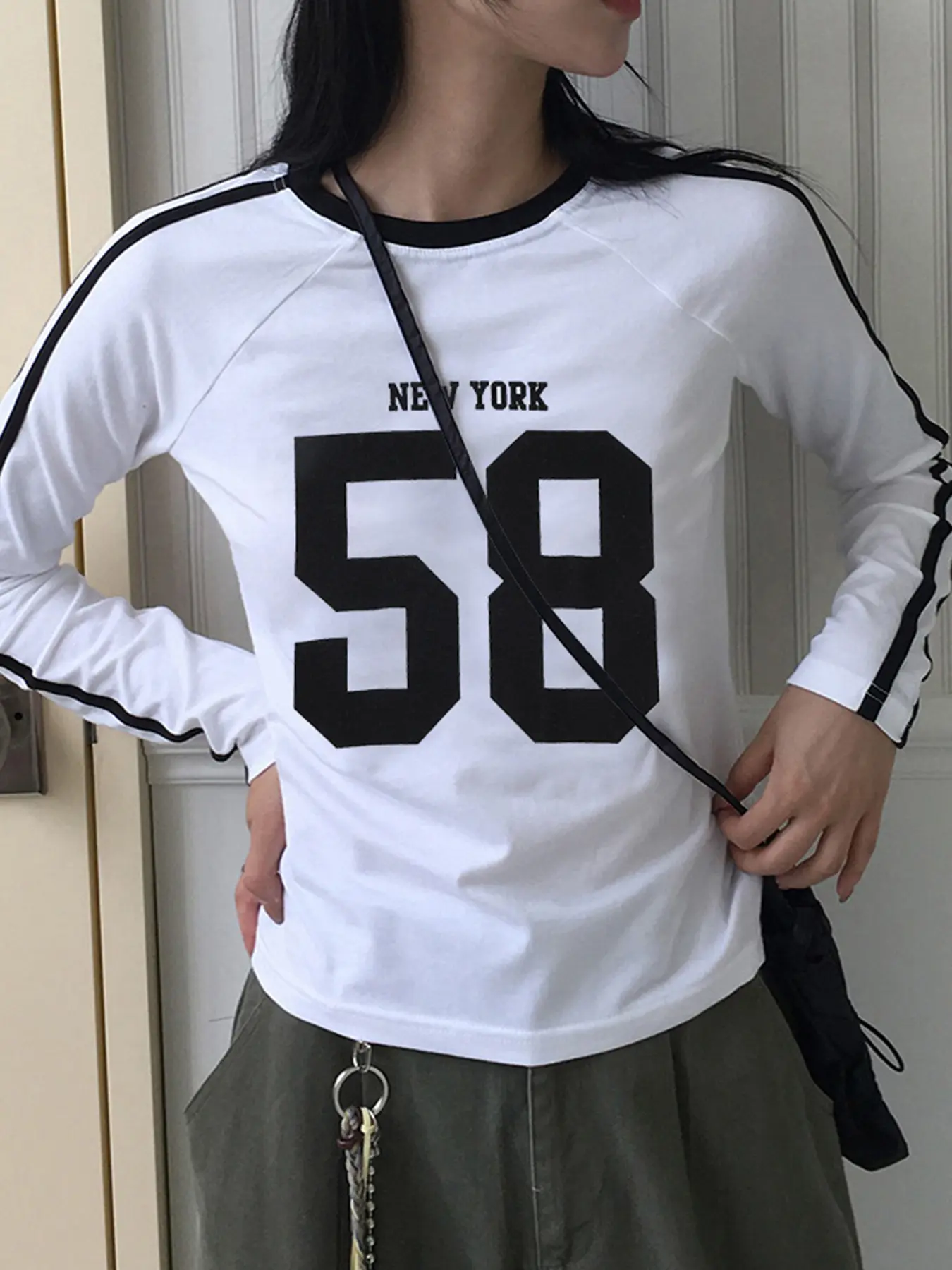 Rockmore Women Casual Print T-shirt All-match Loose Casual High Street Long Sleeve Tees Vintage Harajuku Hip Hop Y2k Tops Autumn