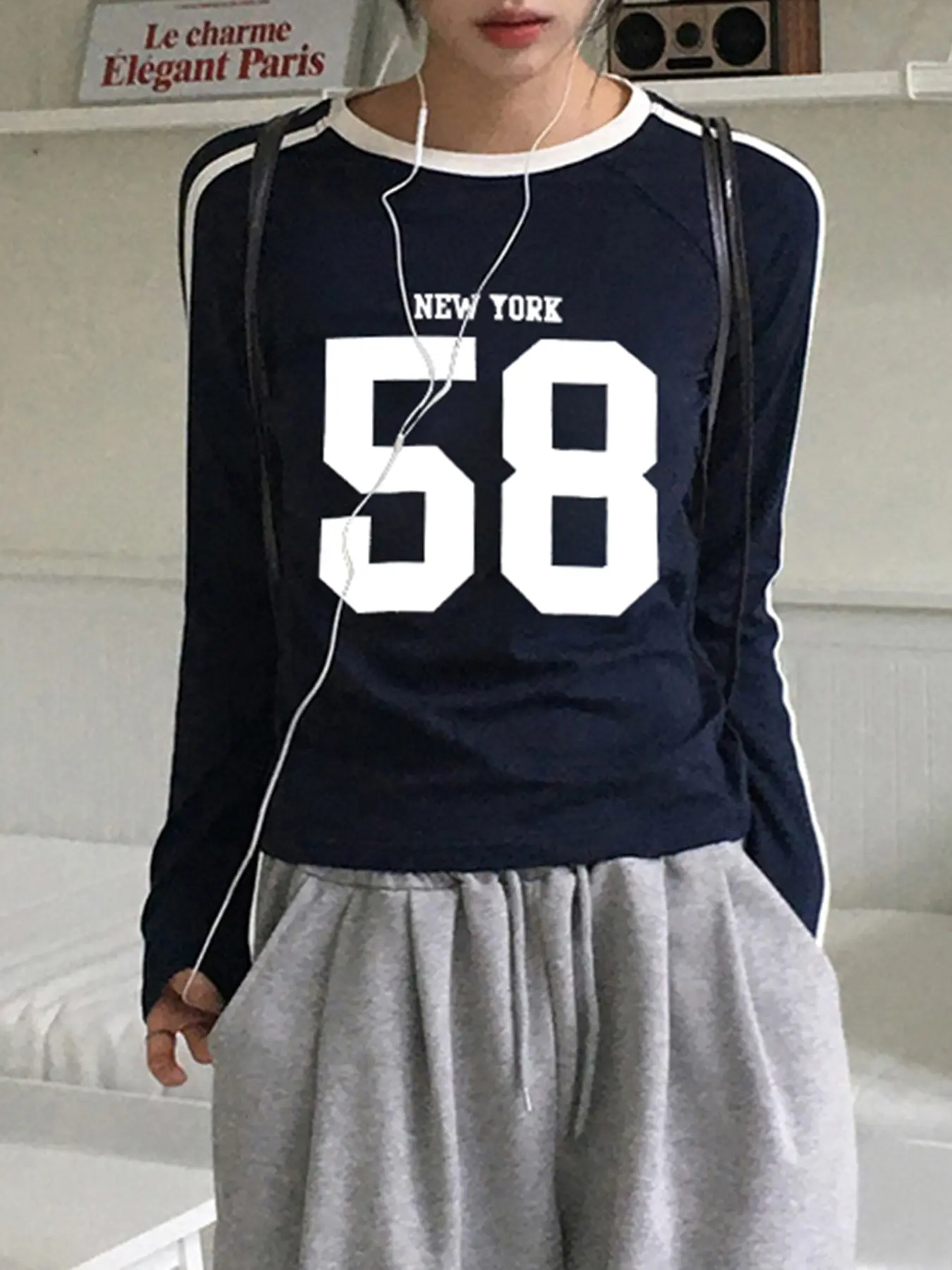 Rockmore Women Casual Print T-shirt All-match Loose Casual High Street Long Sleeve Tees Vintage Harajuku Hip Hop Y2k Tops Autumn