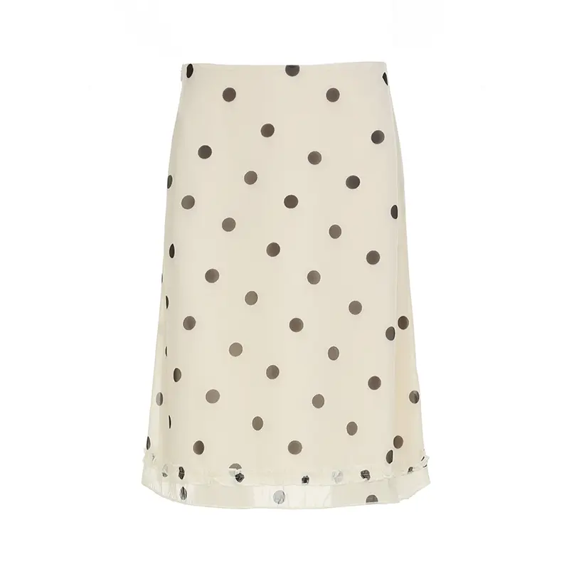 Rockmore Polka Dots Print England Style Women's Mid-Length Skirt Elegant Simple Fashion Women's Straight Skirt Streetwear 2025